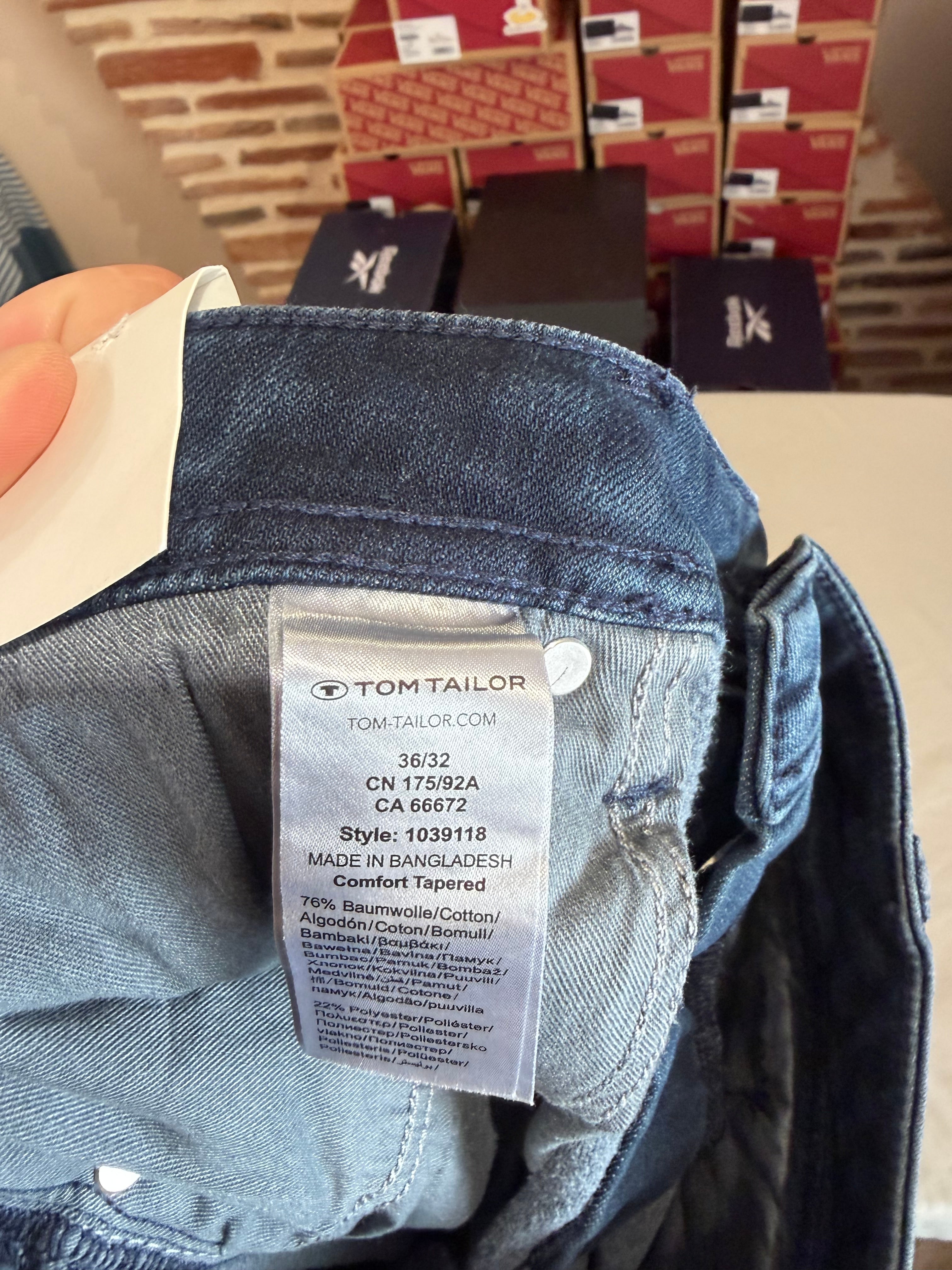 Jean Tom Tailor Regular Tapered Thermolite EcoMade Homme Bleu Denim W36 L32 Neuf