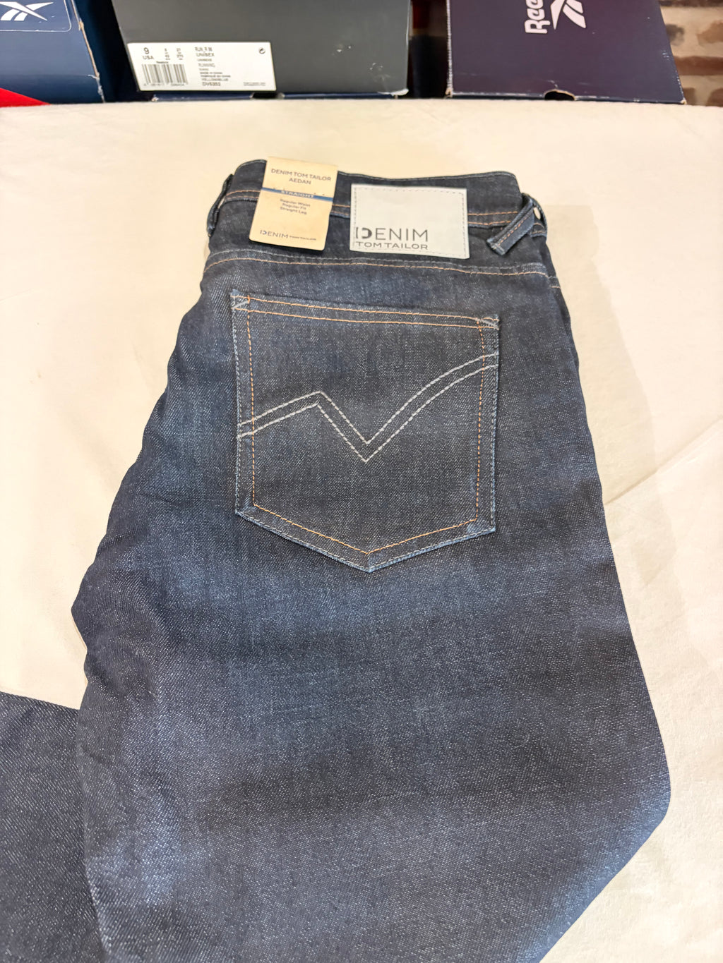 Jean Tom Tailor AEDAN Straight Homme Bleu Denim Brut 30/32 Neuf avec Étiquettes