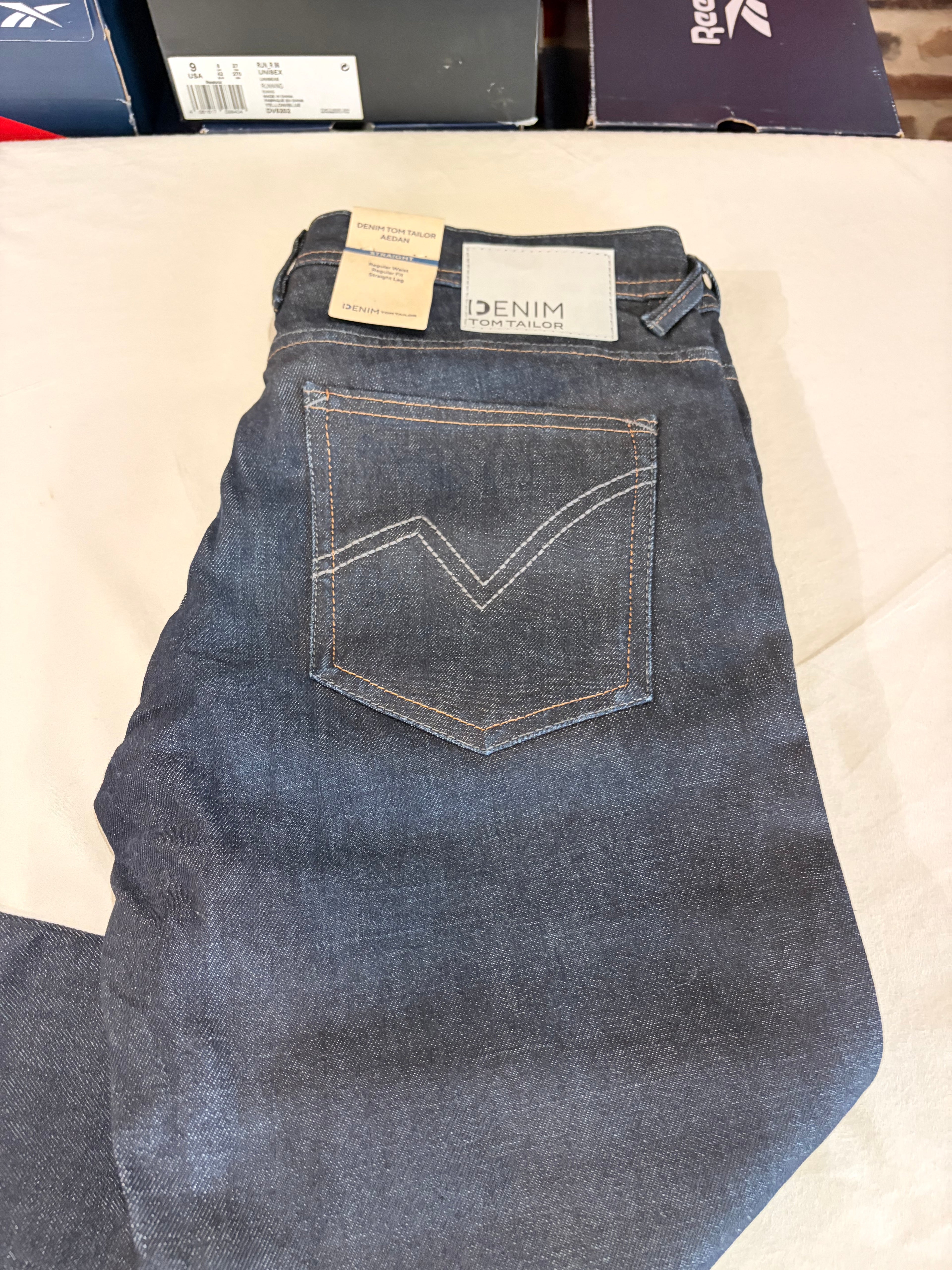 Jean Tom Tailor AEDAN Straight Homme Bleu Denim Brut 30/32 Neuf avec Étiquettes