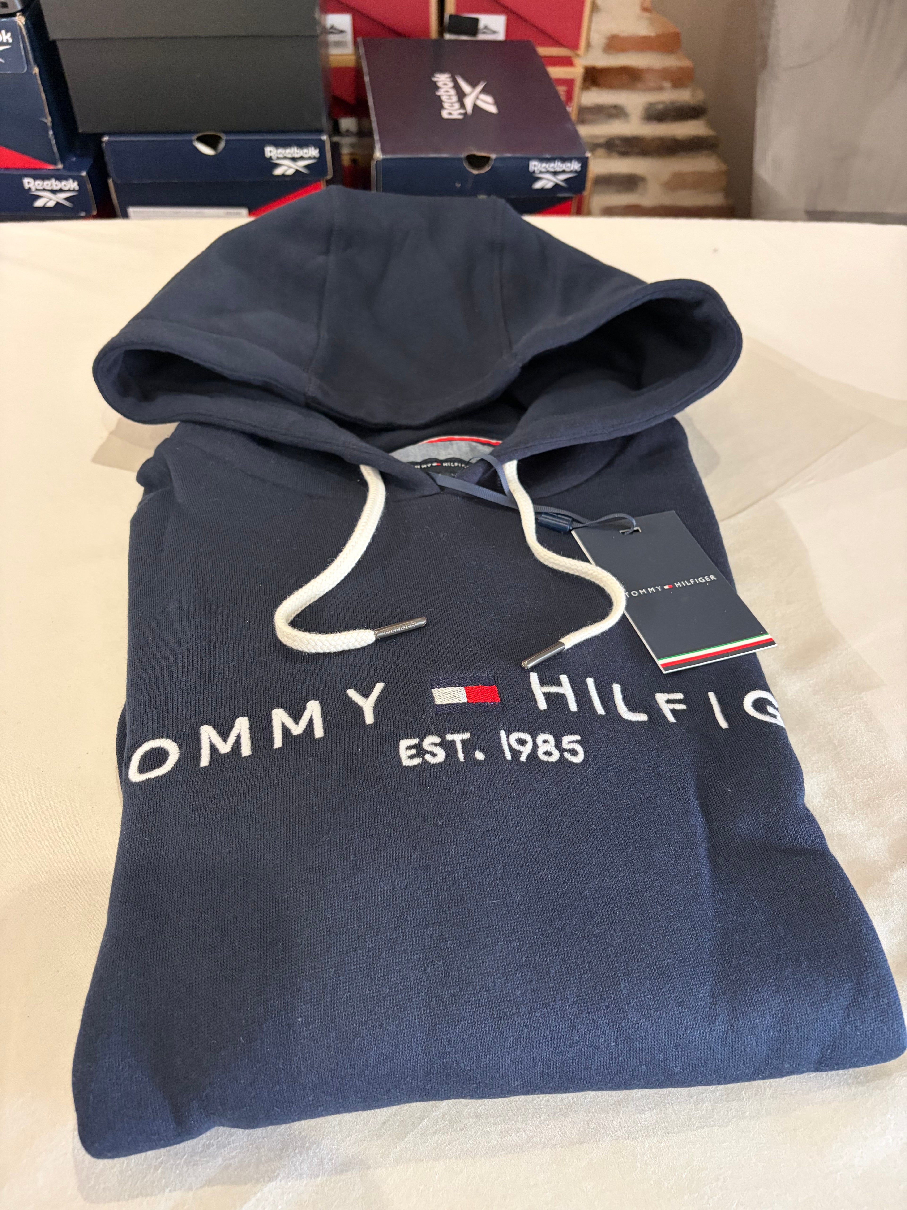 Sweat à capuche Tommy Hilfiger Logo Hoody MW0MW10752 Bleu Marine Homme Taille L