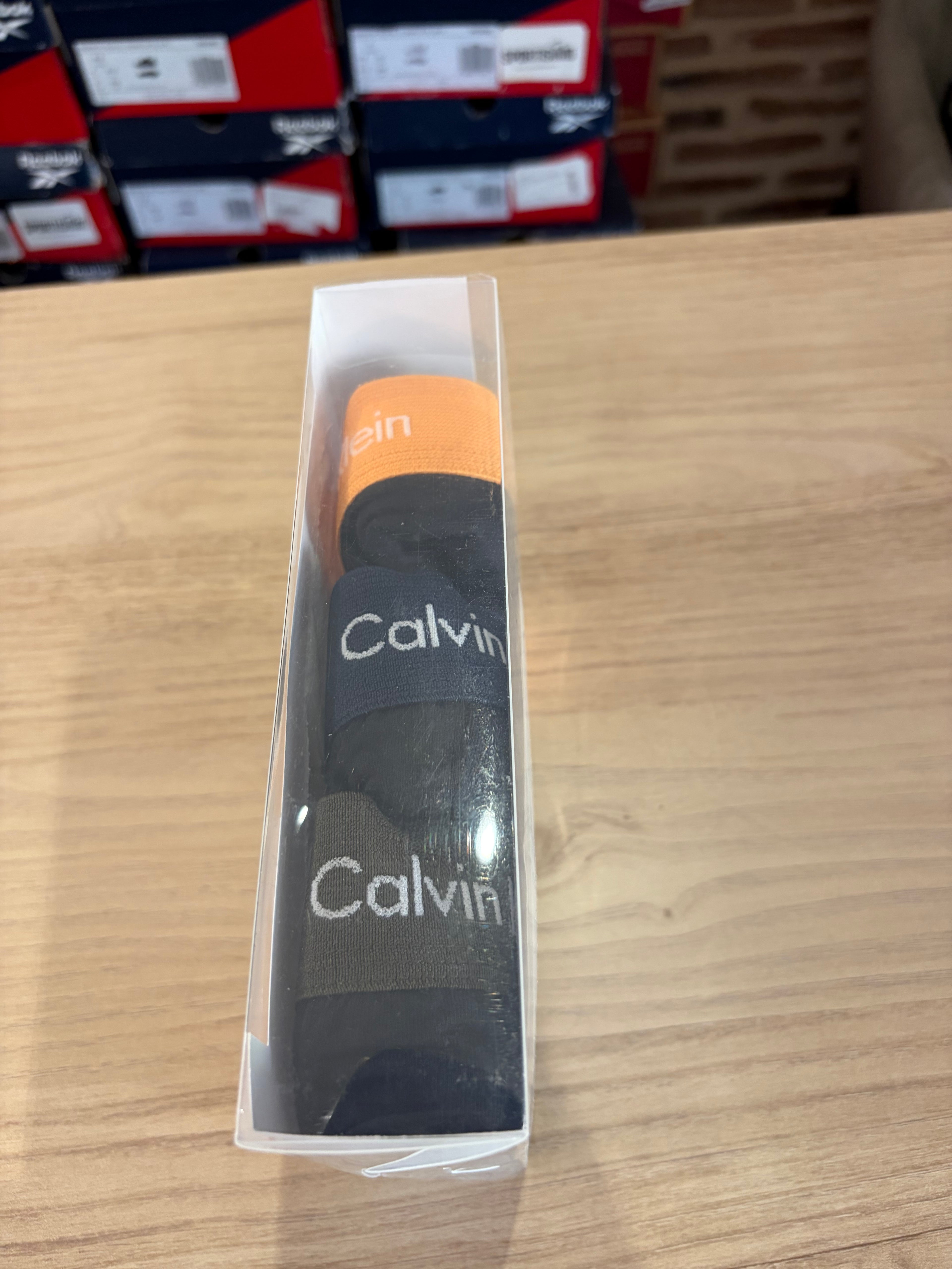 Calvin Klein Cotton Stretch 3 Pack Boxer Homme Noir Orange Bleu Taille L Neuf
