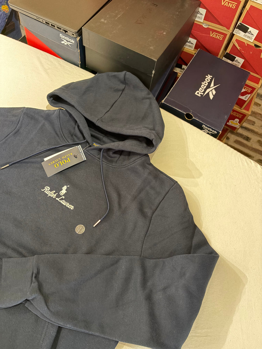 Sweat à capuche Polo Ralph Lauren Aviator Navy brodé – Homme – Taille M