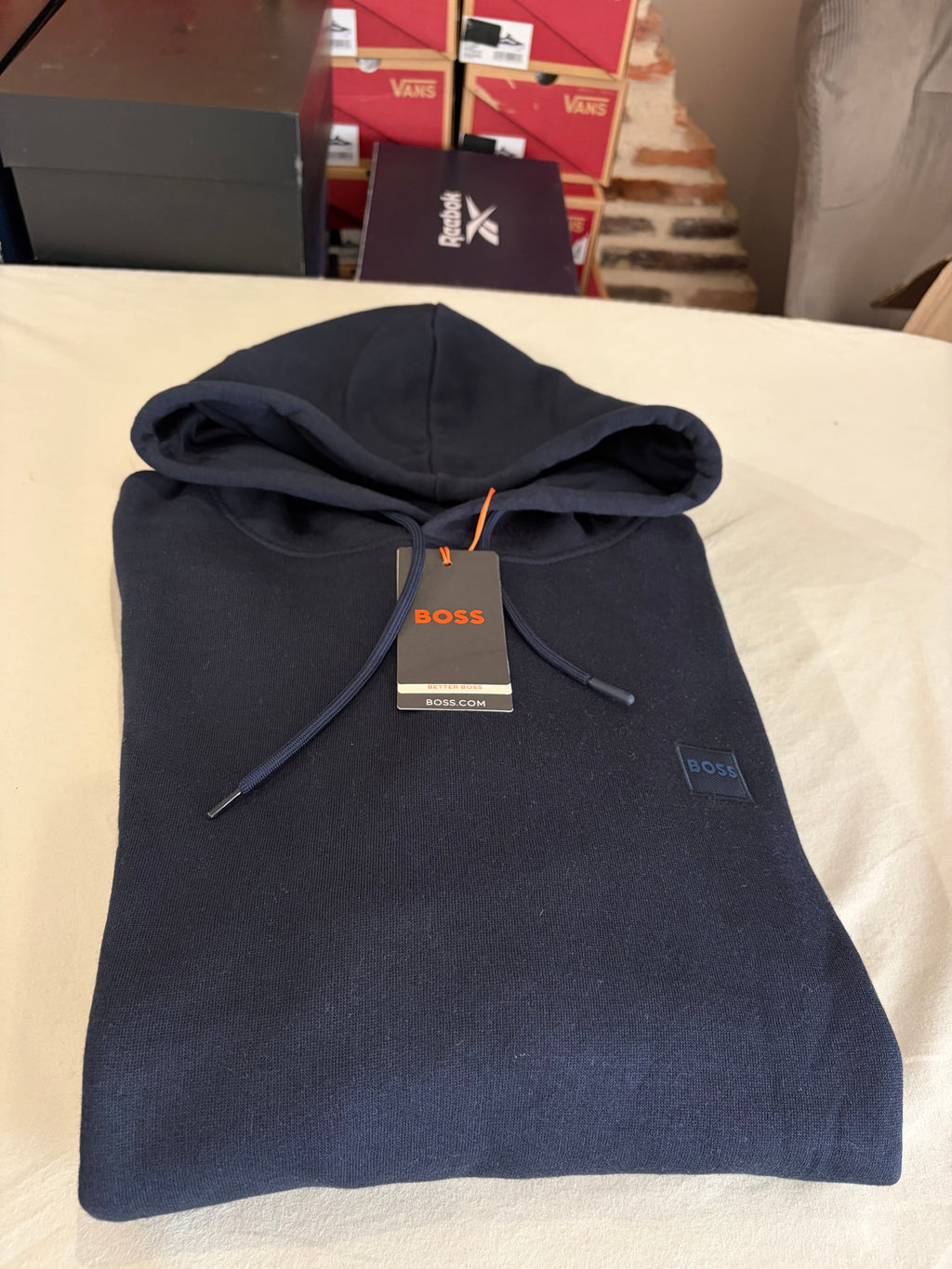 Sweat à capuche BOSS Homme Bleu Marine Taille XXL - Logo Patch - Neuf