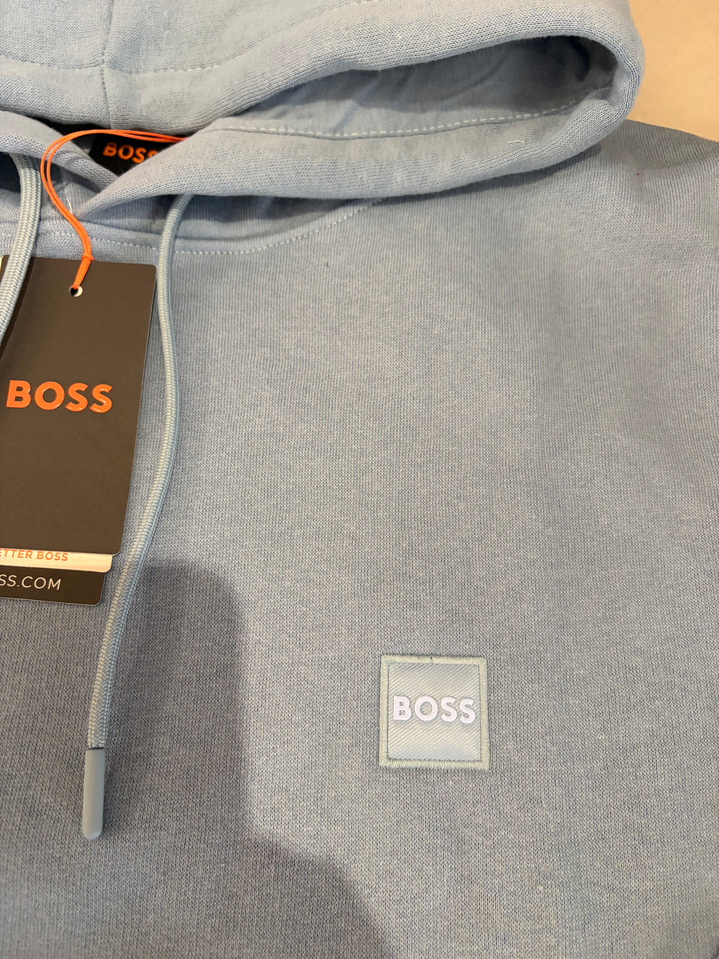 Sweat à capuche BOSS bleu ciel – Homme – Taille XXL – Neuf avec étiquette