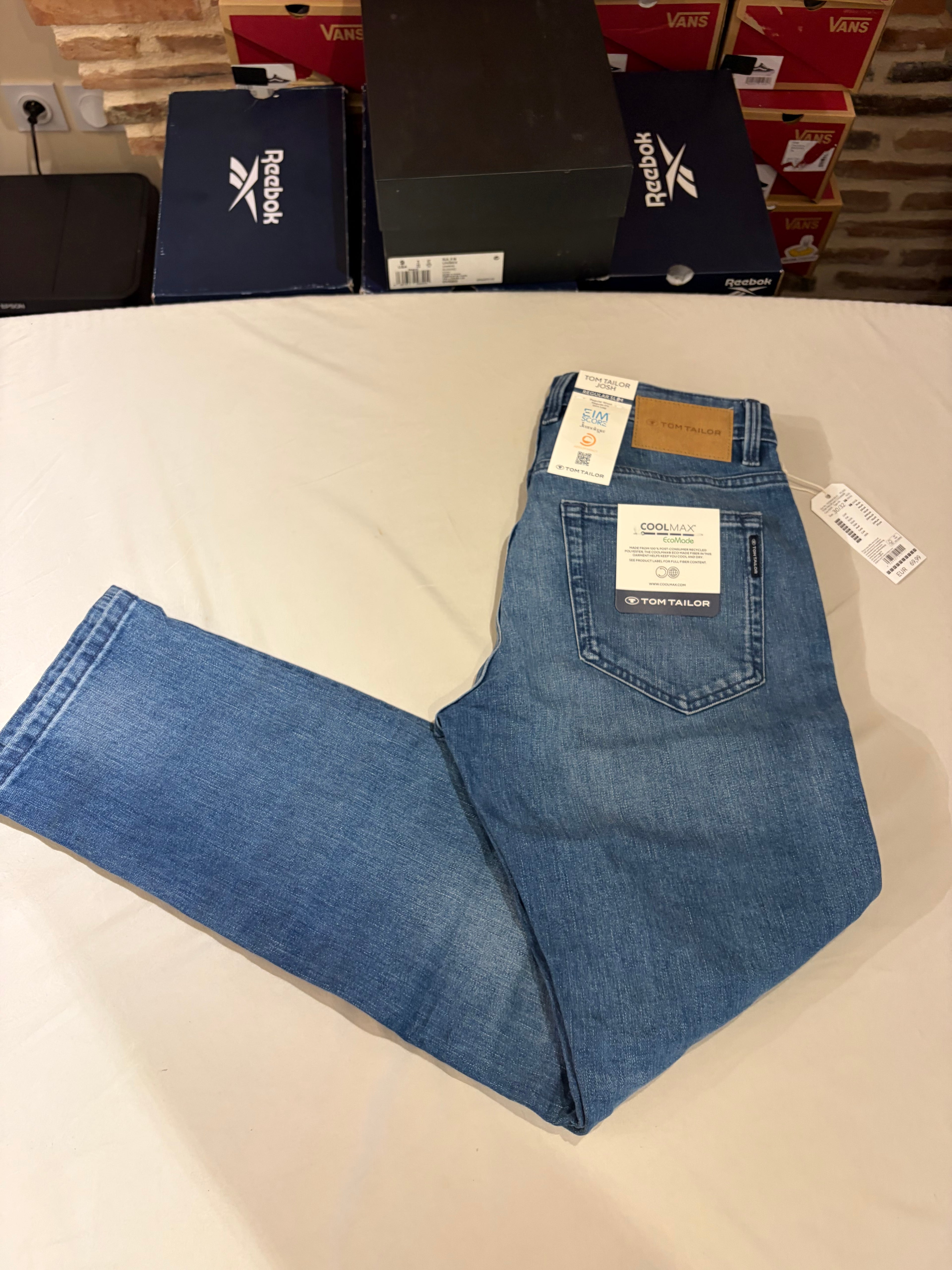 Jean Tom Tailor Josh Regular Slim Coolmax EcoMade Homme Bleu – Neuf avec étiquettes – Taille 30/32