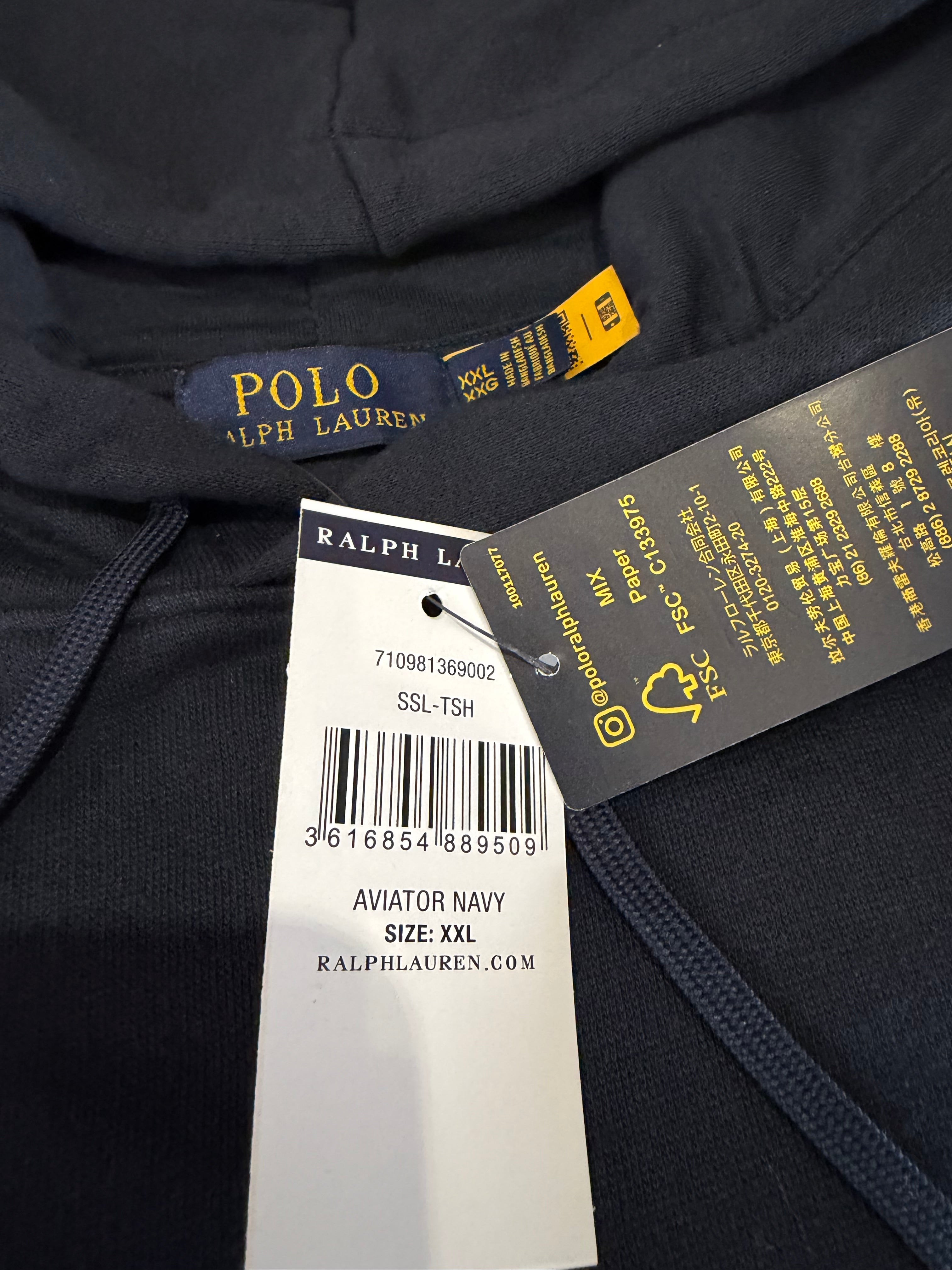 Polo Ralph Lauren Sweat à Capuche Homme Bleu Marine Logo Brodé Signature Taille XXL