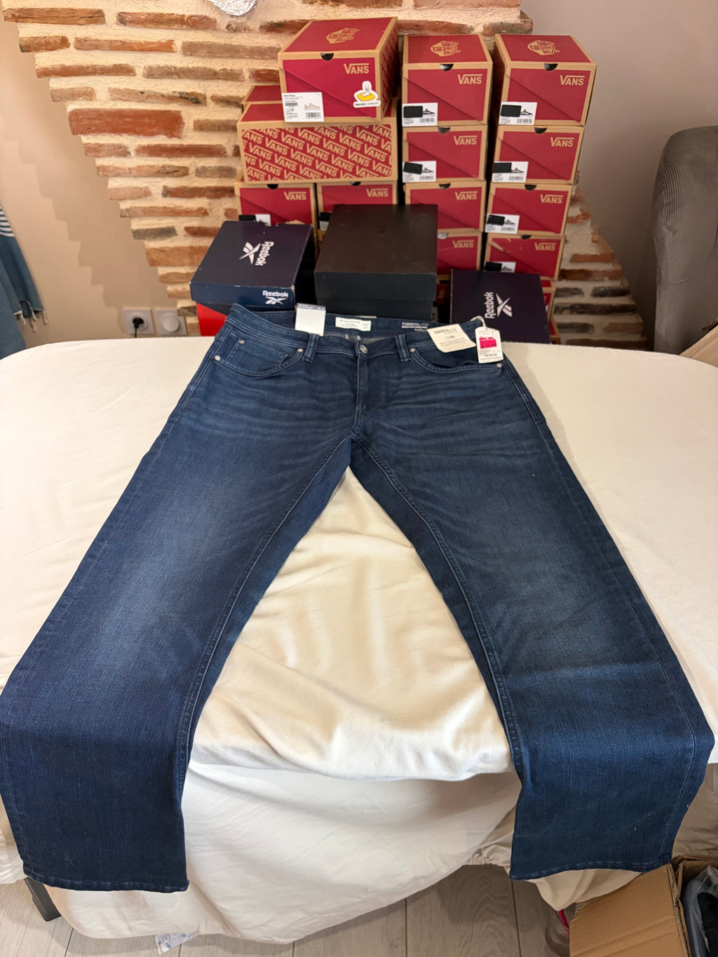 Jean Tom Tailor Regular Tapered Thermolite EcoMade Homme Bleu Denim W36 L32 Neuf