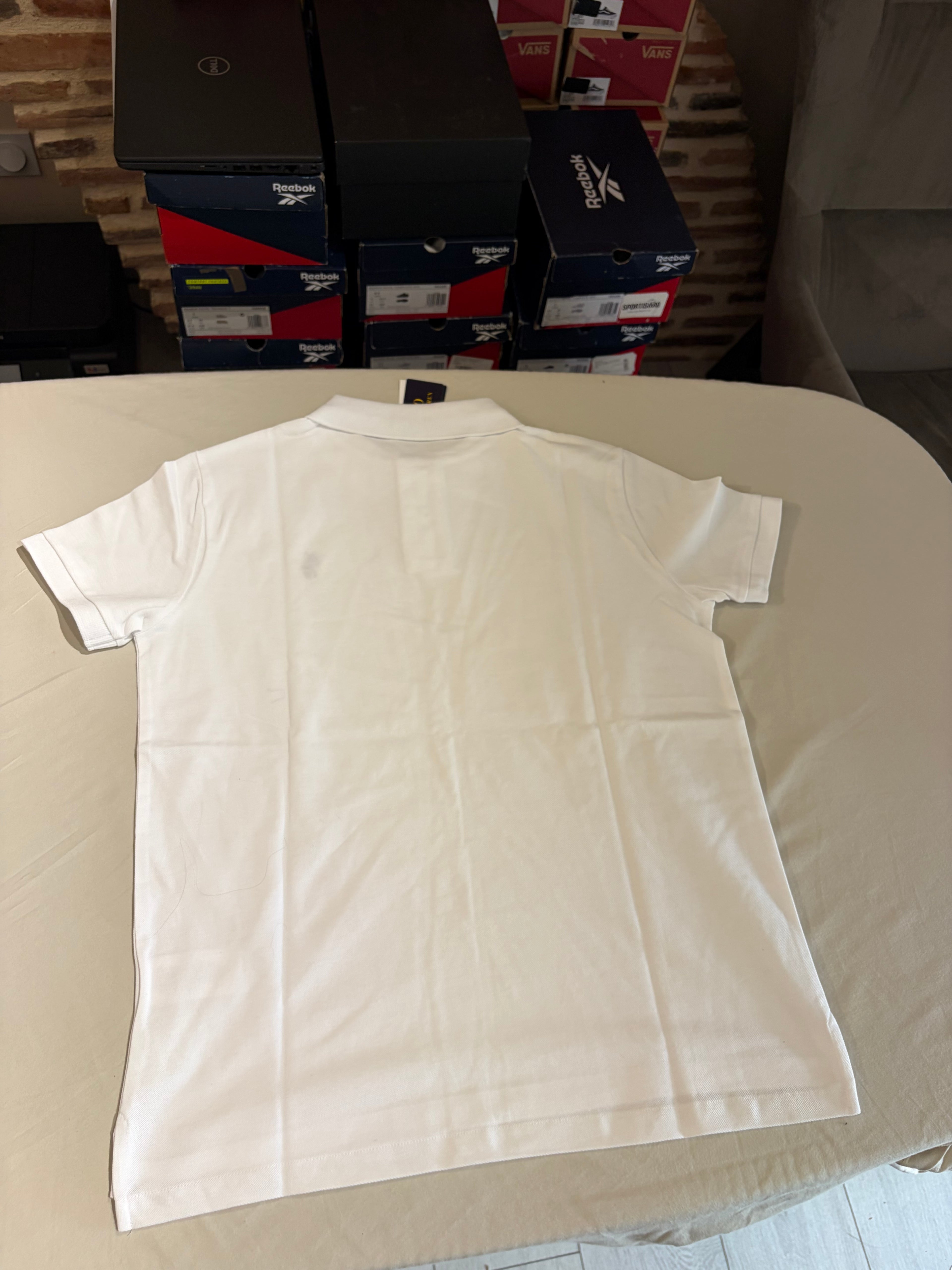 Polo Ralph Lauren Custom Slim Fit Homme Blanc Logo Bleu Marine – Taille M – Neuf avec étiquette