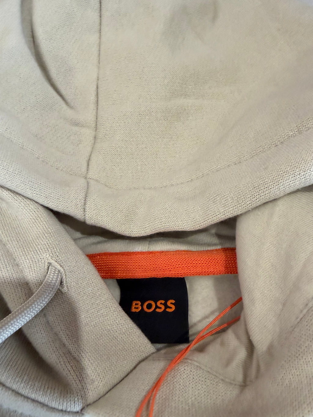 Sweat à Capuche BOSS Homme Wetalk Beige Clair – Logo Patch – Taille S – Neuf