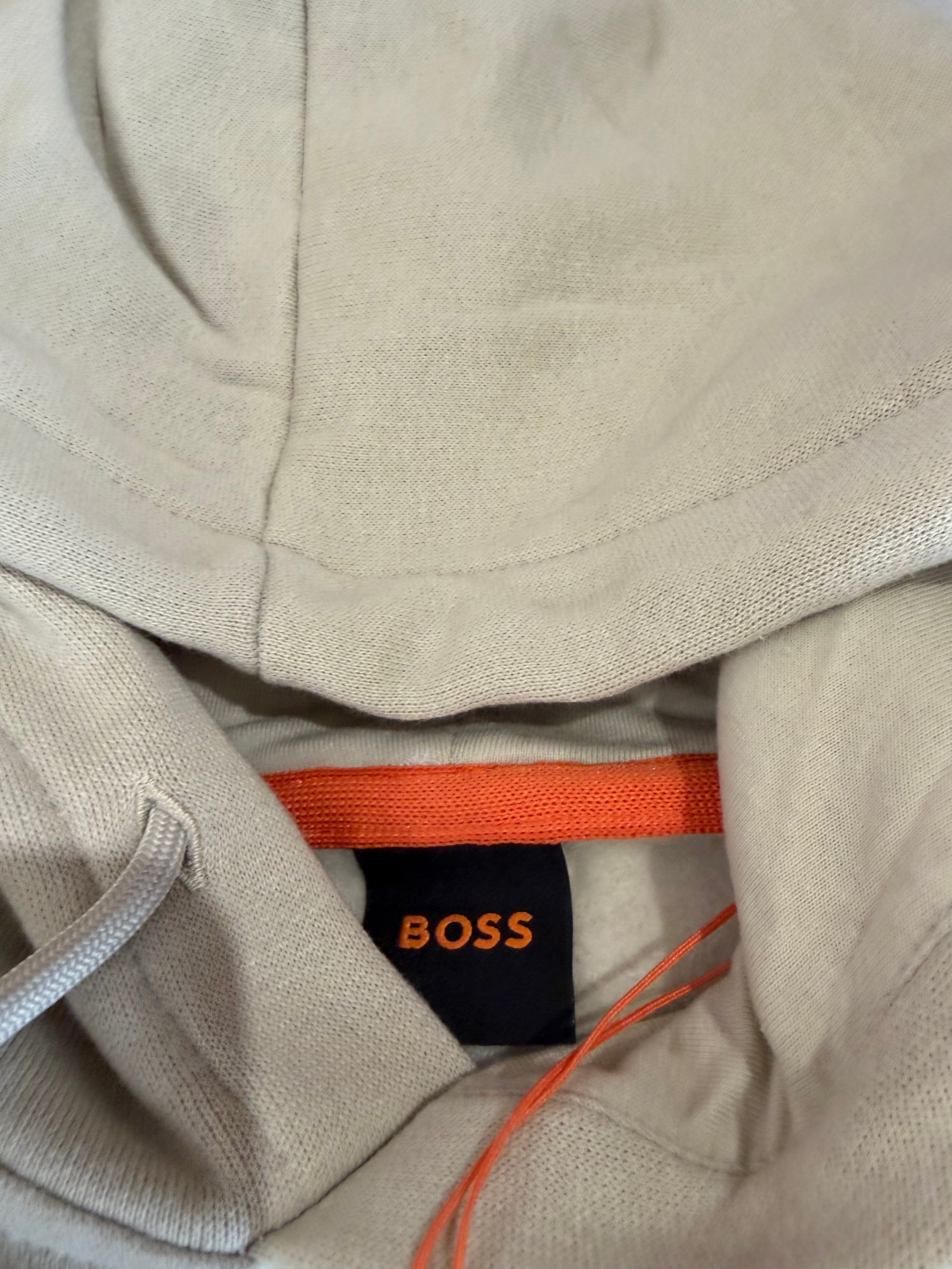 Sweat à Capuche BOSS Homme Wetalk Beige Clair – Logo Patch – Taille S – Neuf