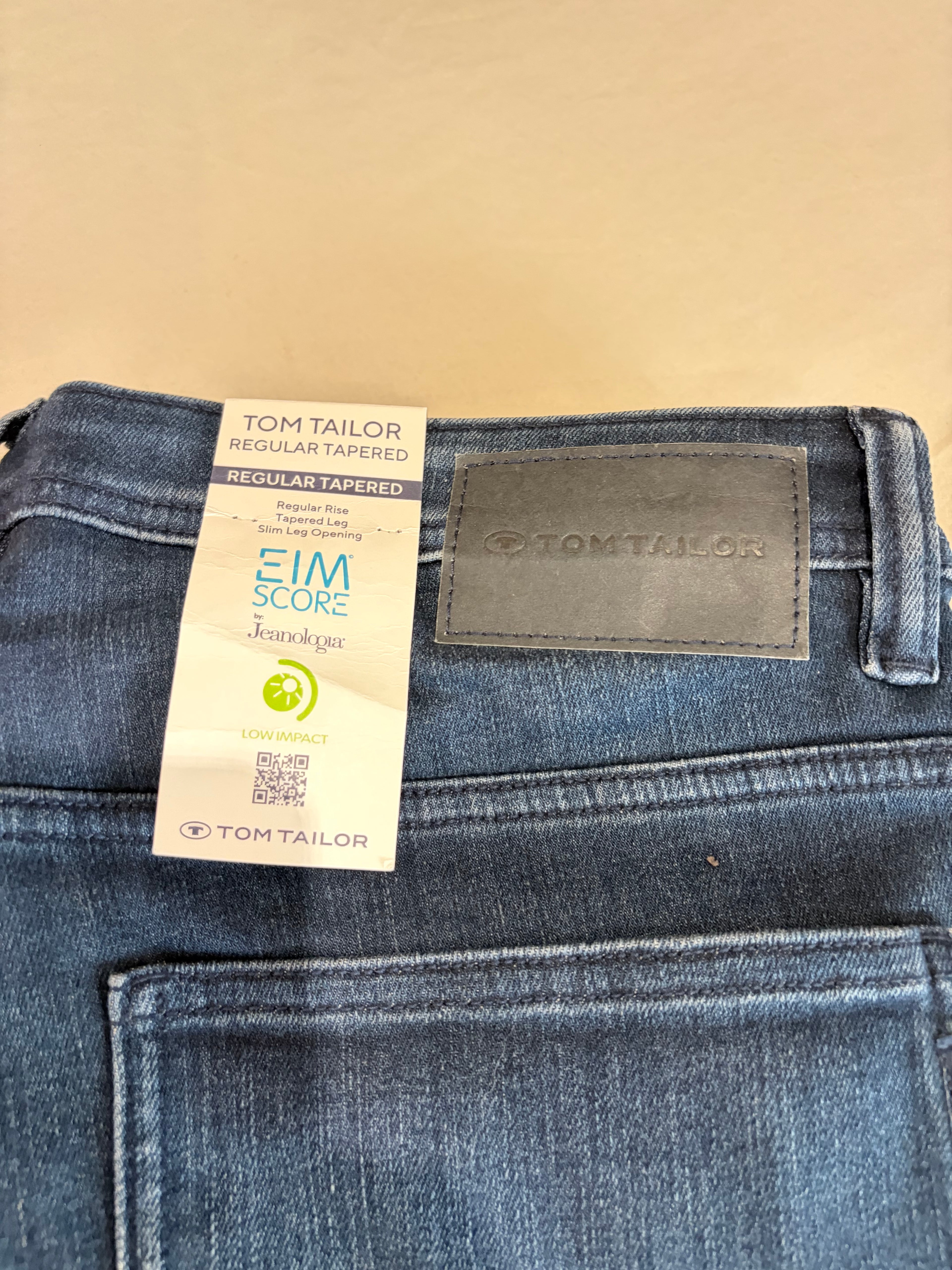 Jean Tom Tailor Regular Tapered Thermolite EcoMade Homme Bleu Denim W36 L32 Neuf