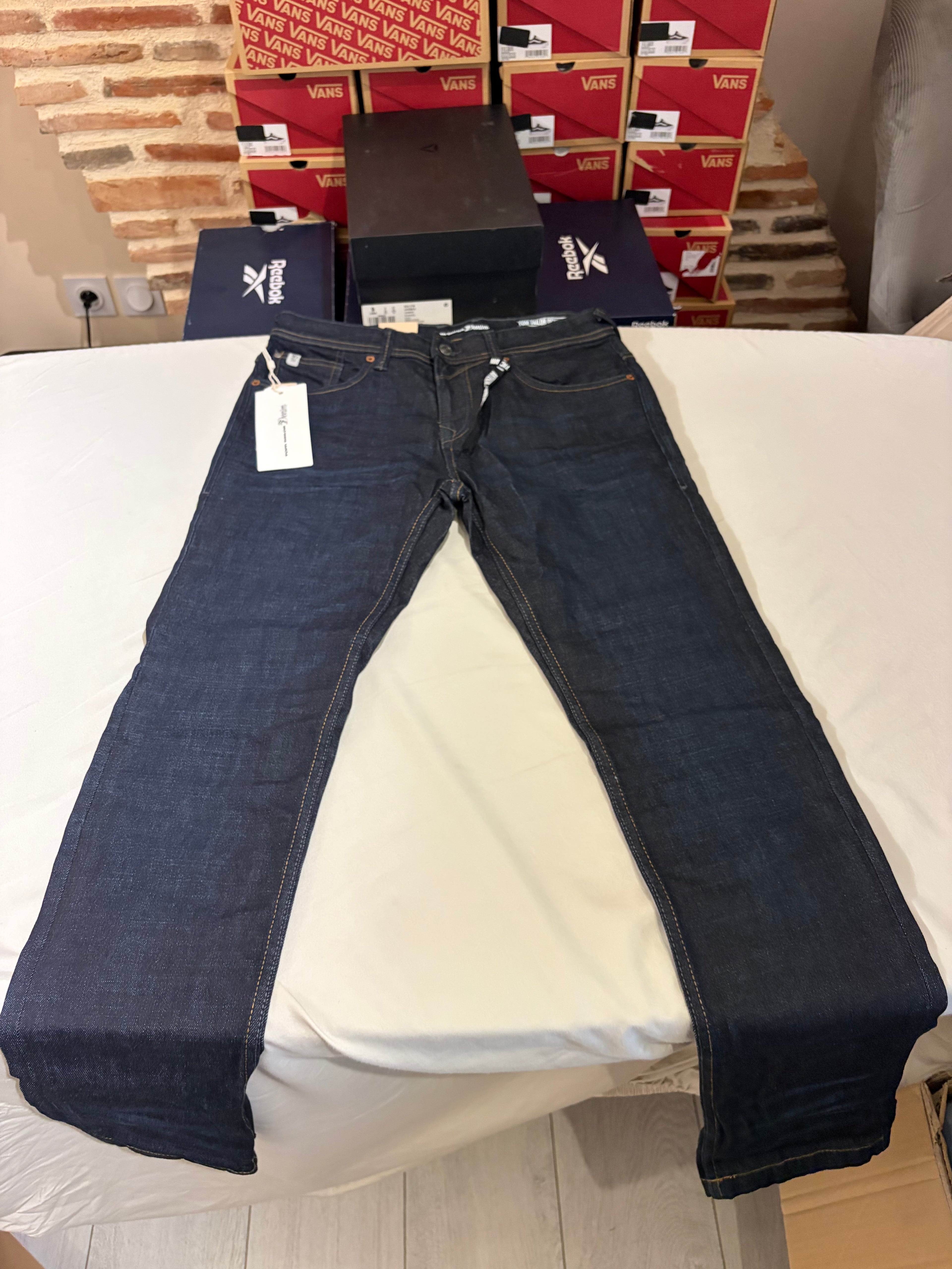 Jean Tom Tailor Denim Aedan Straight Homme Bleu Brut Foncé – Neuf avec étiquettes – Taille 29/32