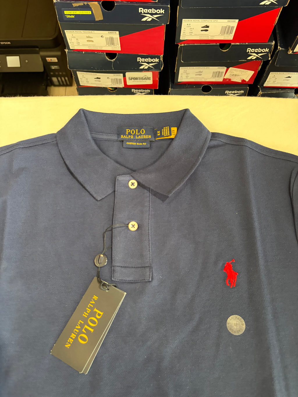 Polo Ralph Lauren Custom Slim Fit Bleu Marine Logo Rouge Homme Taille M – Neuf avec étiquette