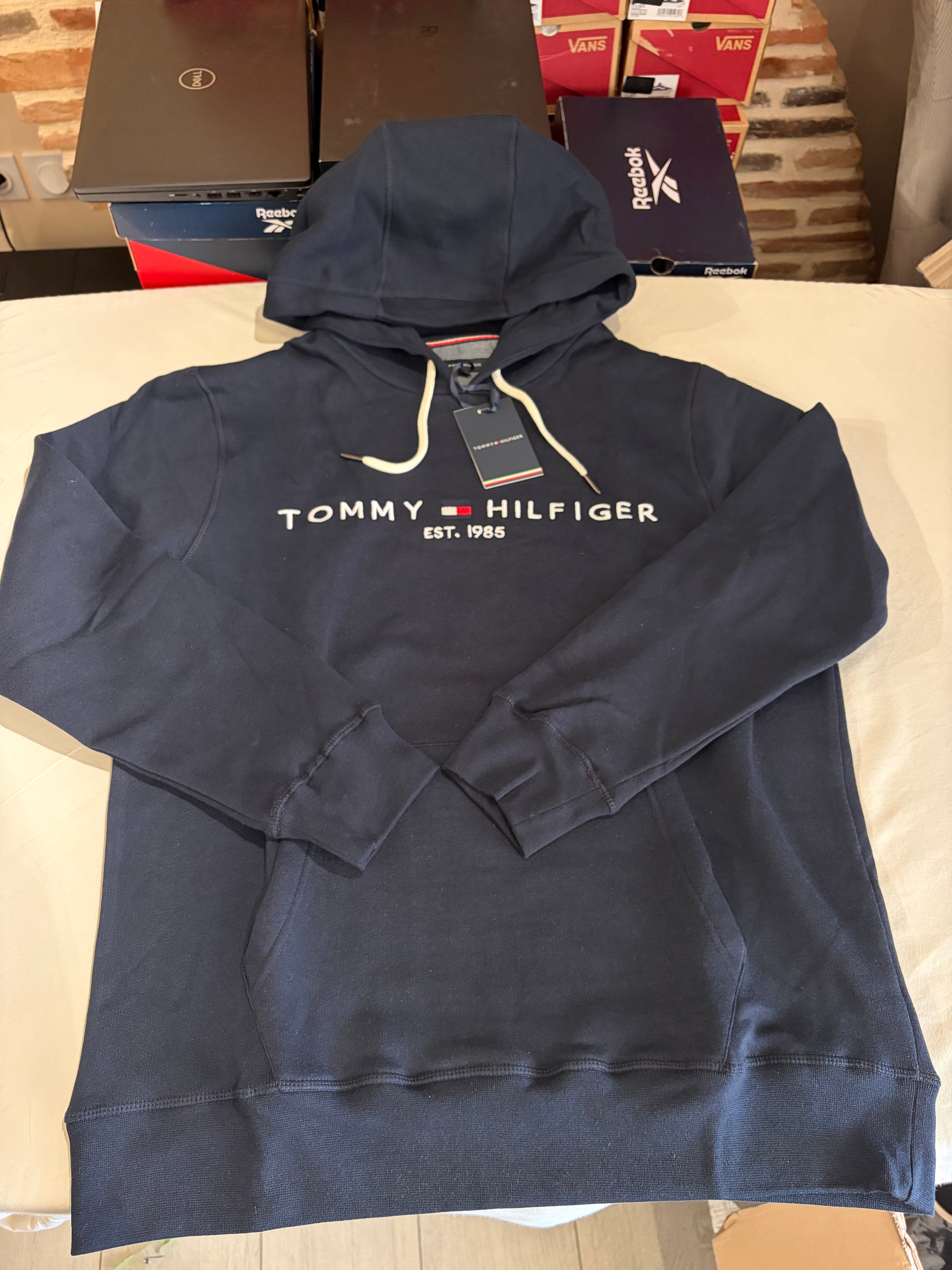 Sweat à Capuche Tommy Hilfiger Bleu Marine Logo Brodé Homme XXL