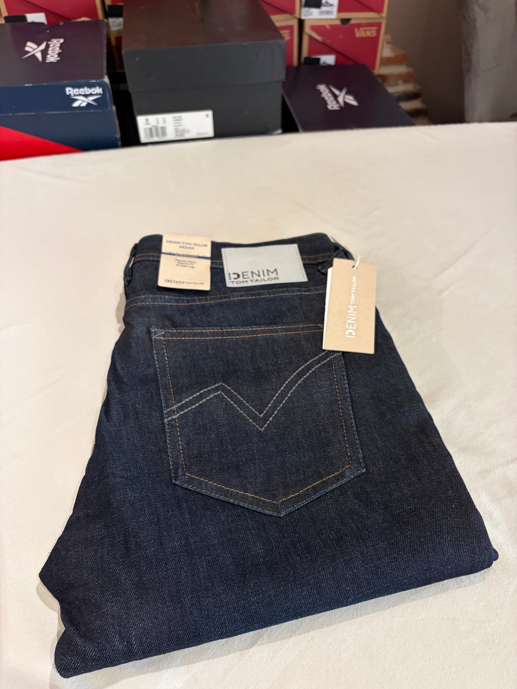 Jean Tom Tailor AEDAN Straight Homme Bleu Denim Brut 30/32 Neuf avec Étiquettes