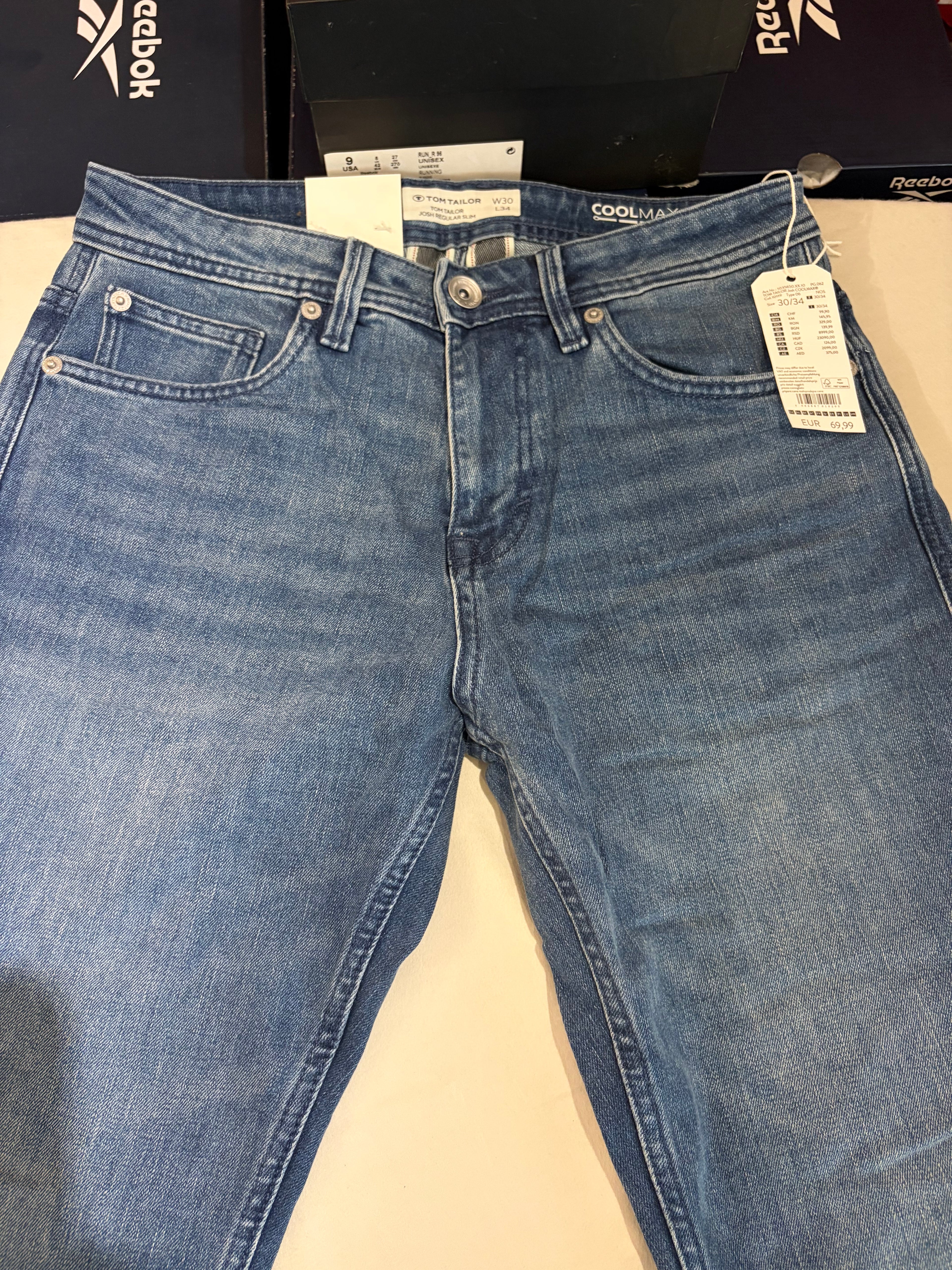 Jean Tom Tailor Josh Regular Slim Coolmax EcoMade Homme Bleu – Neuf avec étiquettes – Taille 30/34