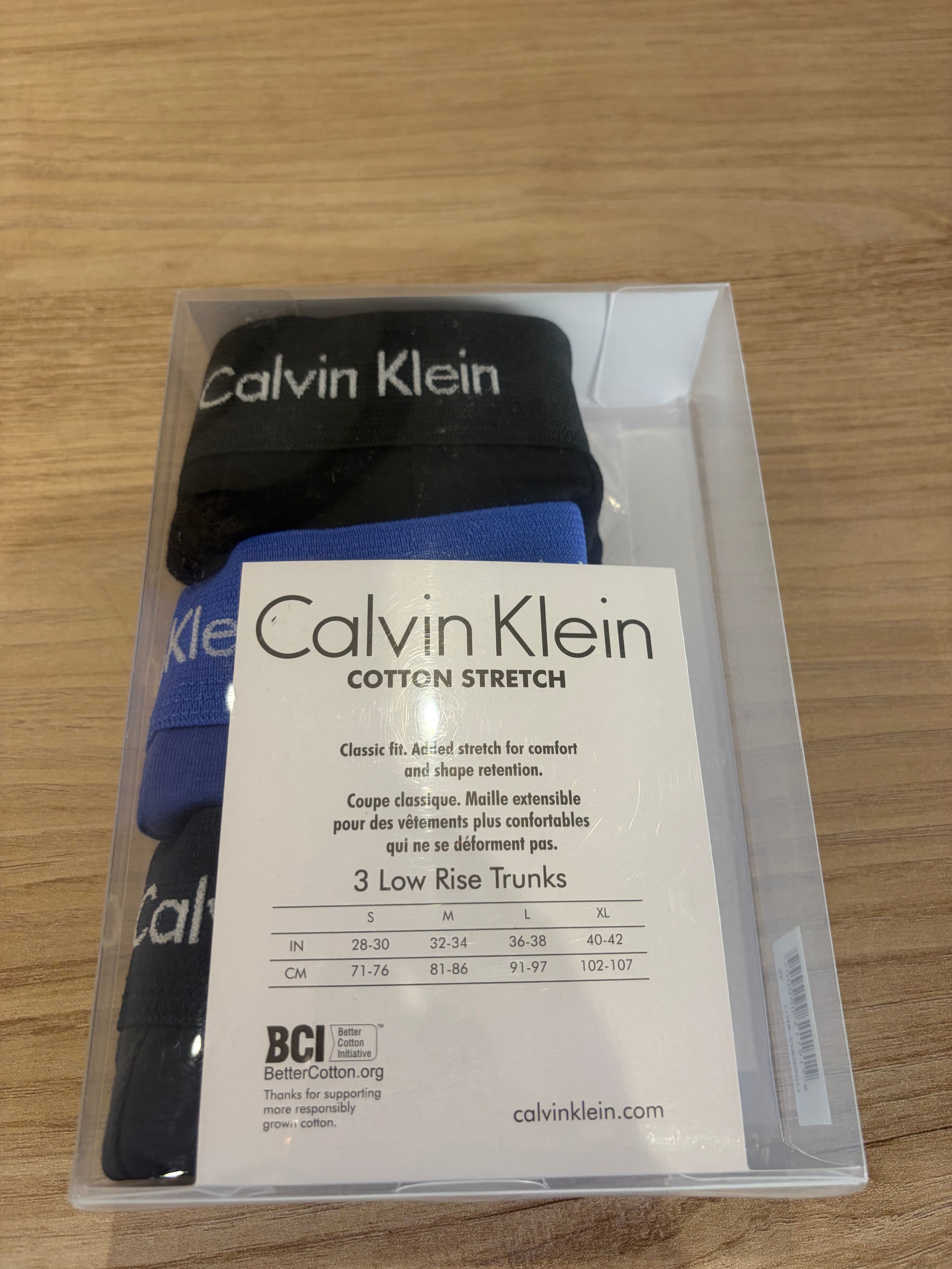 Calvin Klein Cotton Stretch 3 Pack Boxers Homme Noir Bleu Taille S Neuf
