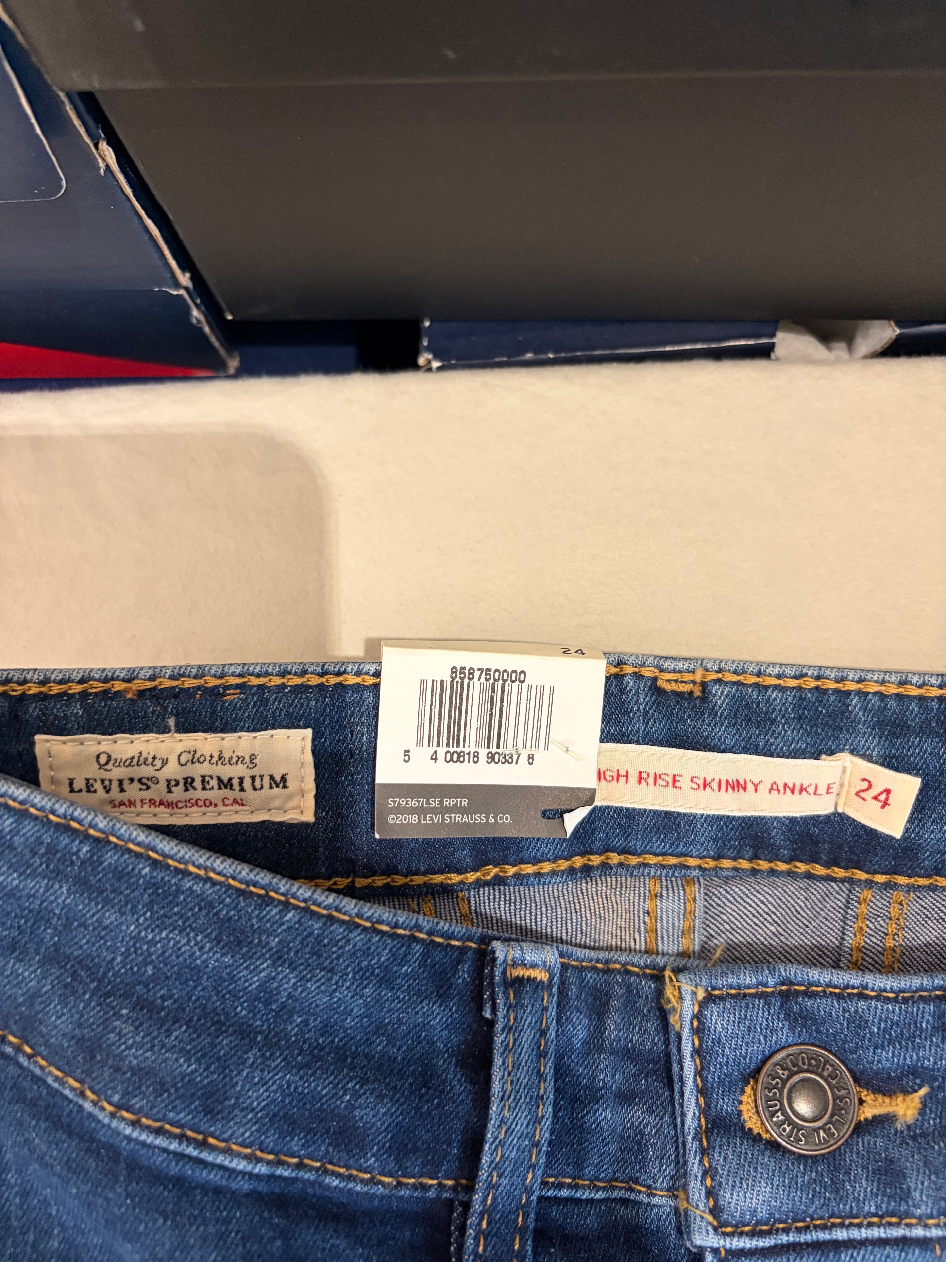 Levi's 721 High Rise Skinny Ankle Femme Neuf - Jean Bleu Denim Taille 24