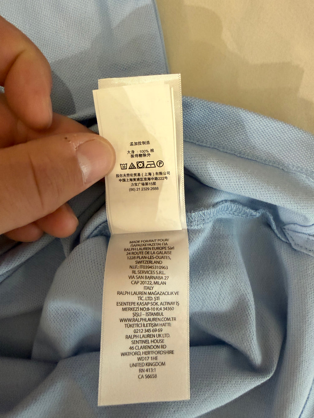 Polo Ralph Lauren – Polo Homme Bleu Ciel Custom Slim Fit Logo Blanc – Taille XL