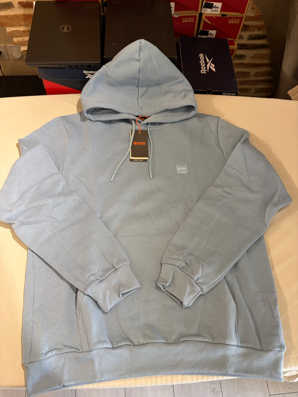 Sweat à capuche BOSS bleu ciel – Homme – Taille XXL – Neuf avec étiquette