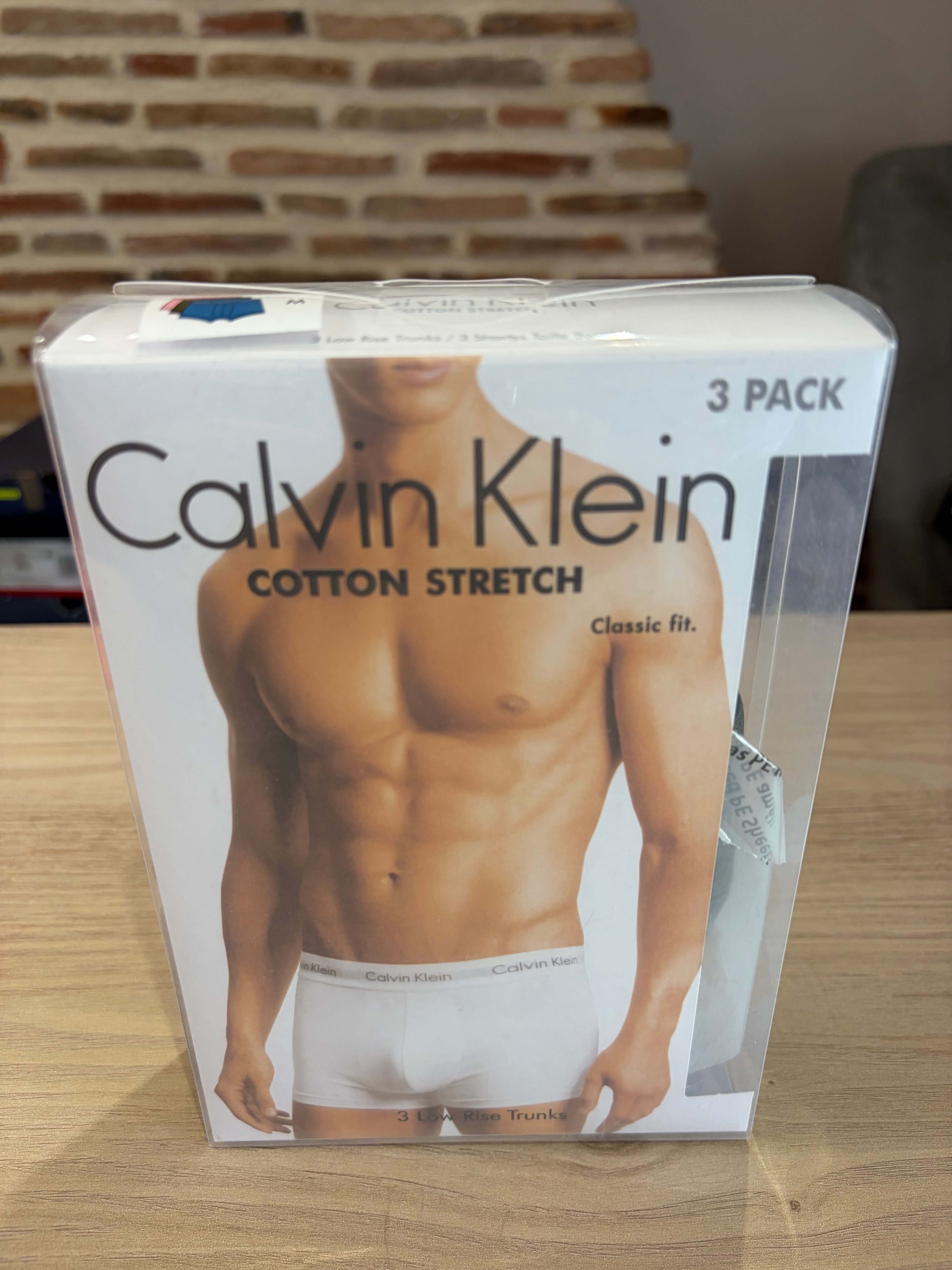 Calvin Klein Cotton Stretch 3 Pack Boxers Homme Rose Noir Bleu Taille M Neuf