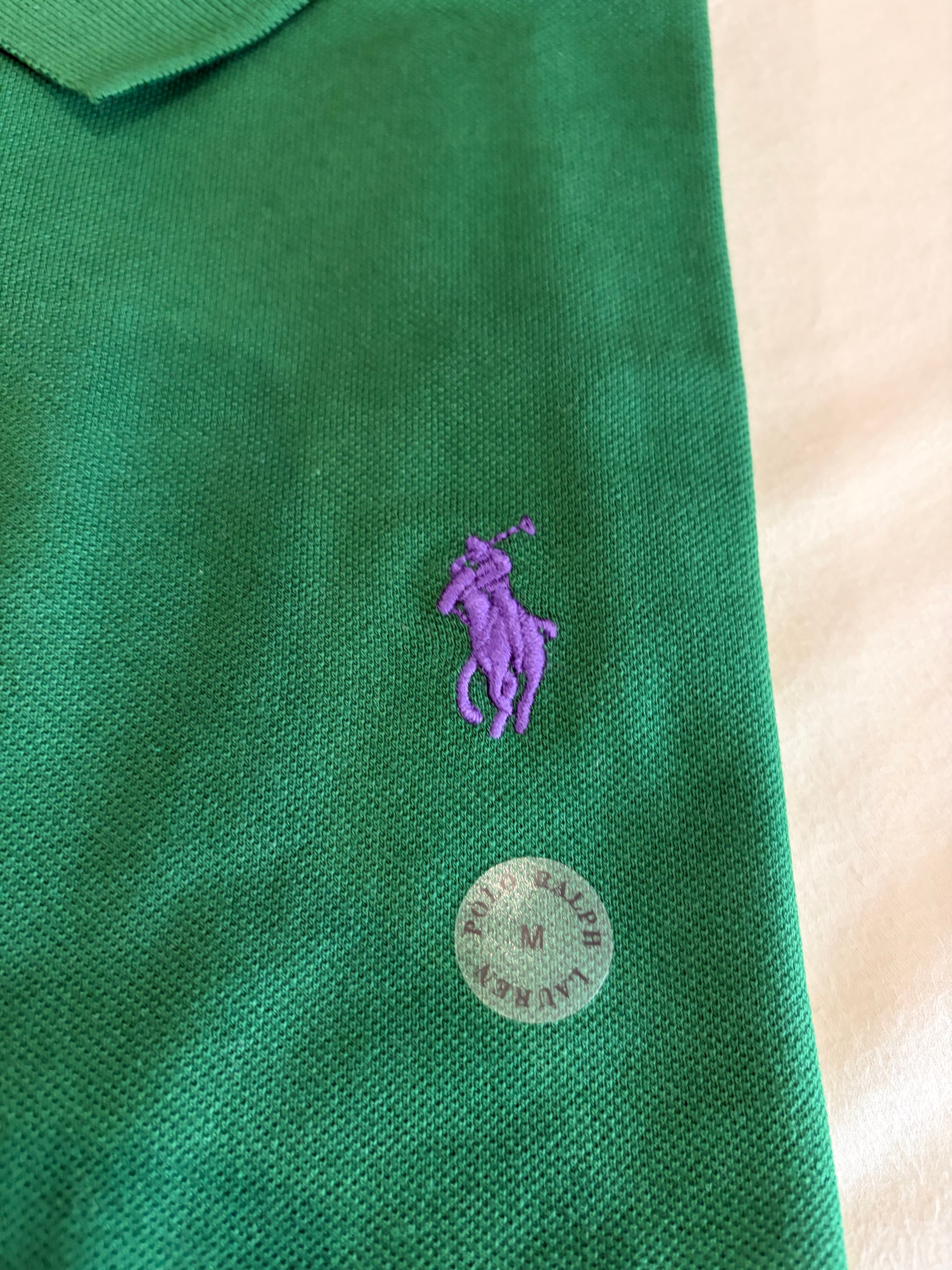 Polo Ralph Lauren Custom Slim Fit Vert Logo Violet Homme Taille M – Neuf avec étiquette