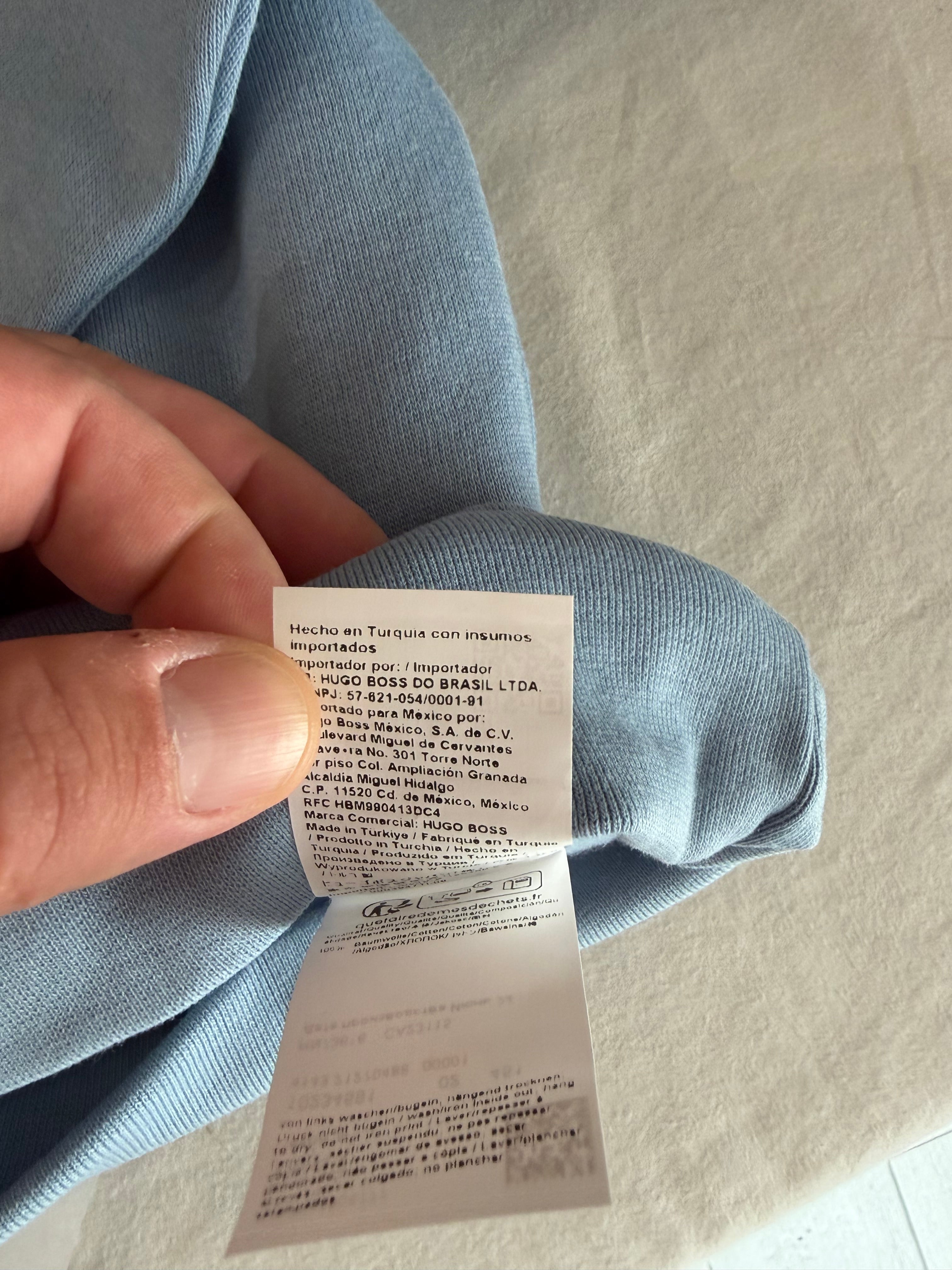 Sweat à capuche BOSS Homme Bleu Ciel Taille L - Logo Patch - Neuf