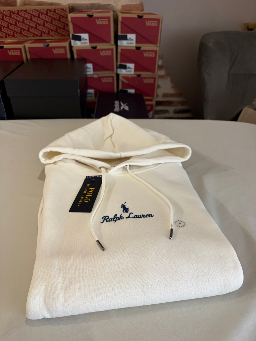 Sweat à capuche Polo Ralph Lauren Homme Blanc Cassé Taille M - Logo Brodé - Neuf