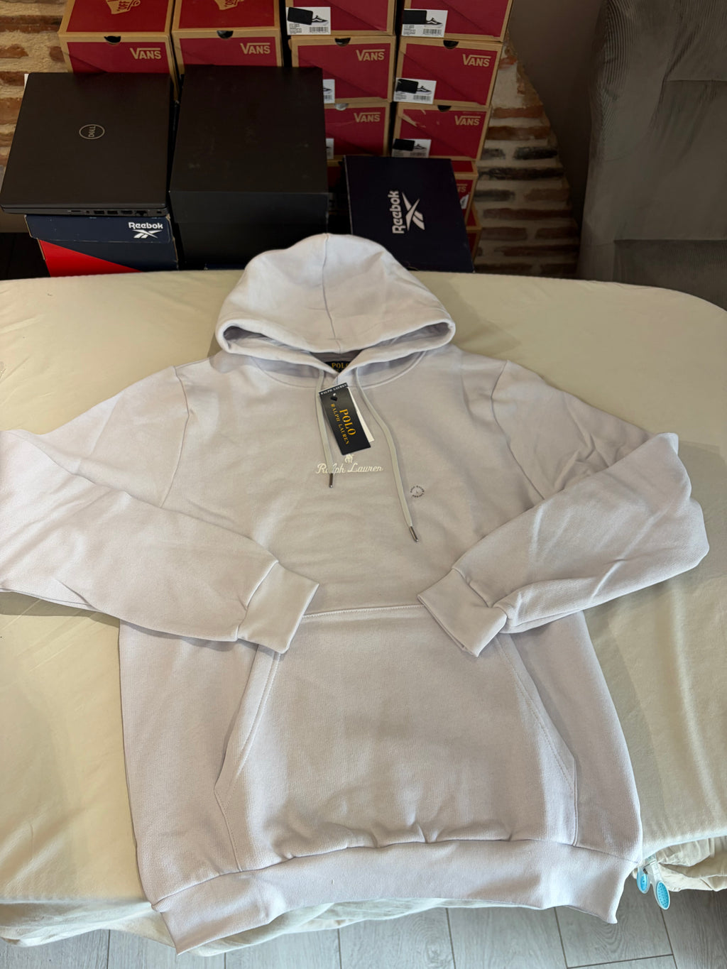 Sweat à capuche Polo Ralph Lauren Gris Perle Homme L - Logo brodé - Neuf