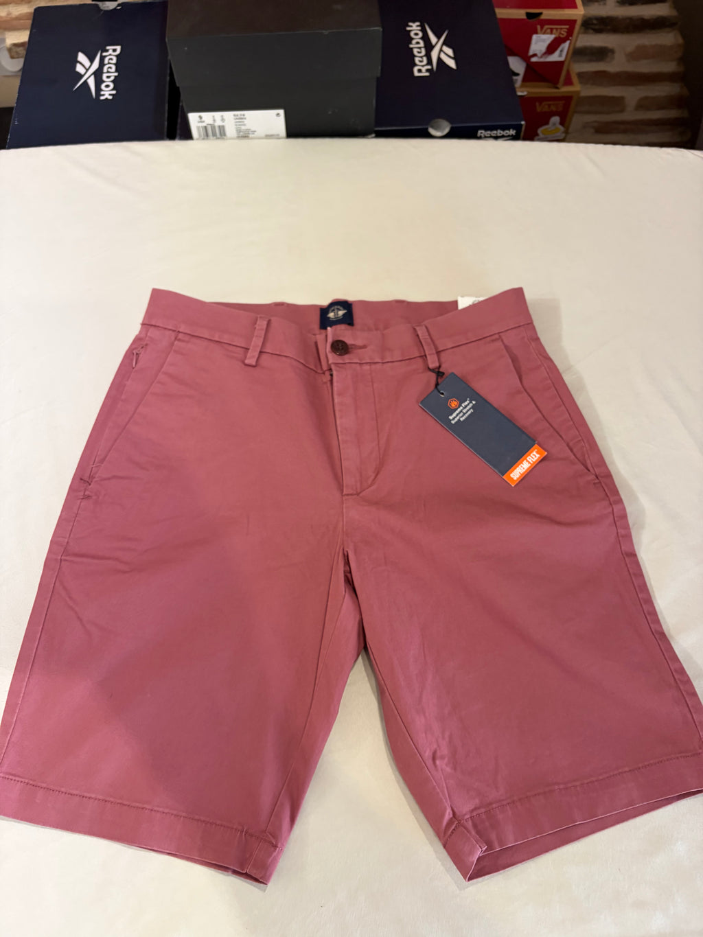 Short Chino Dockers Alpha Khakis Supreme Flex Rose Vieux Homme W29 Neuf avec Étiquette