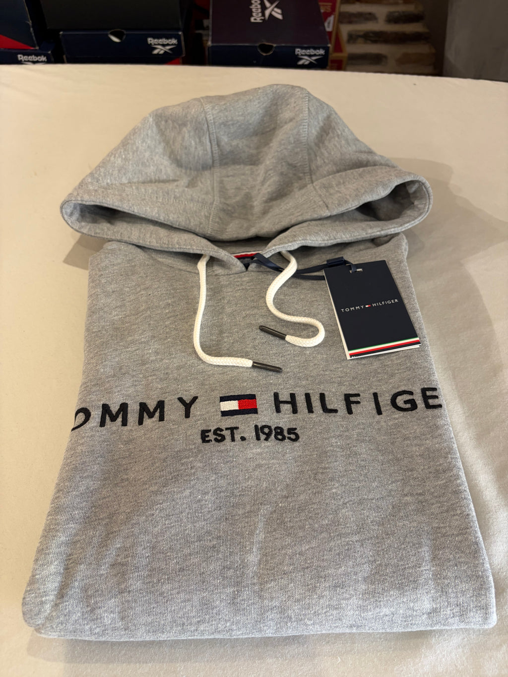 Sweat à capuche Tommy Hilfiger Logo Hoody Gris Chiné Homme Taille M