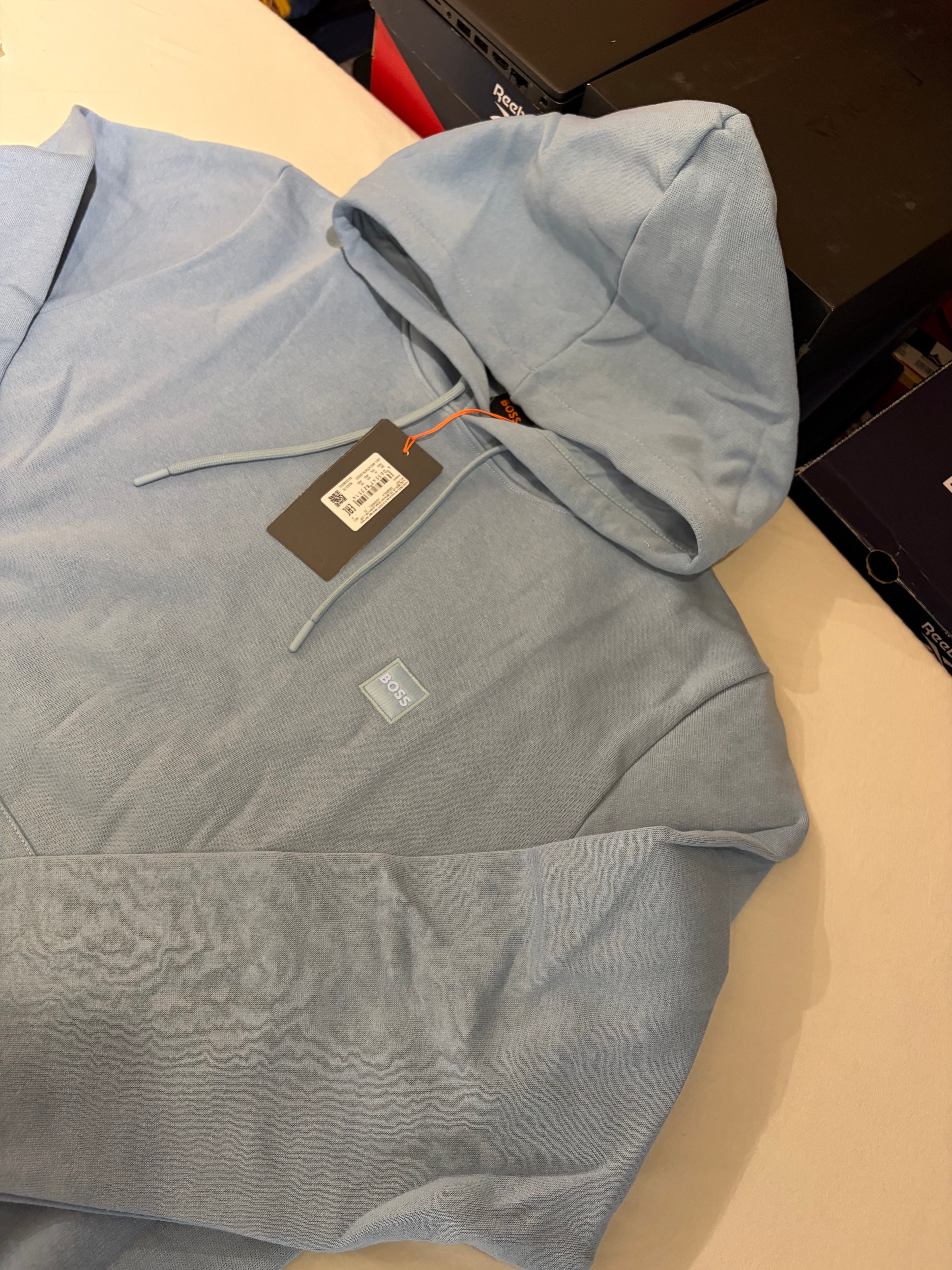 Sweat à capuche BOSS bleu ciel – Homme – Taille XXL – Neuf avec étiquette