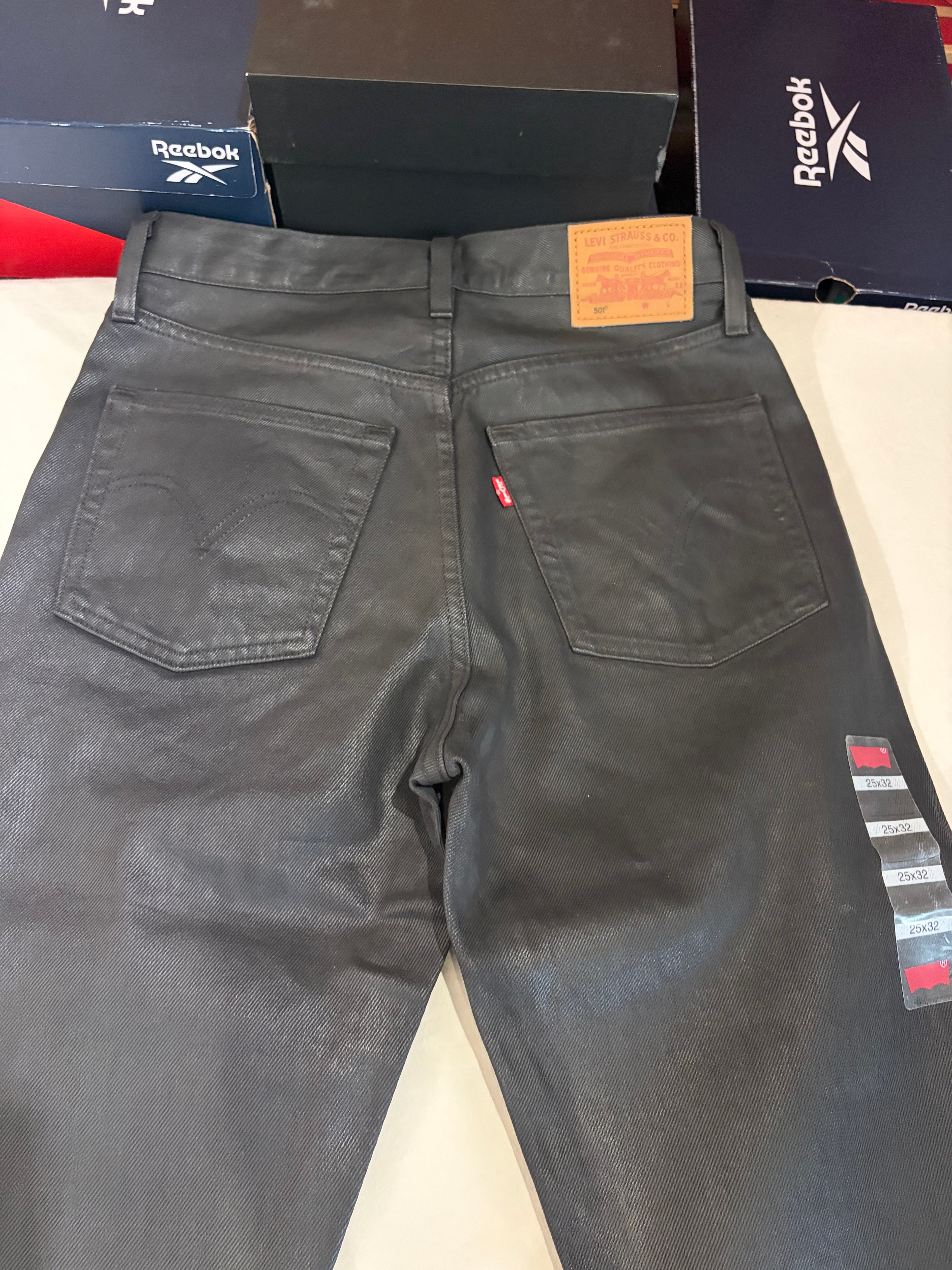 Levi's 501 Original Femme Neuf - Jean Enduit Gris Anthracite Taille 25x32