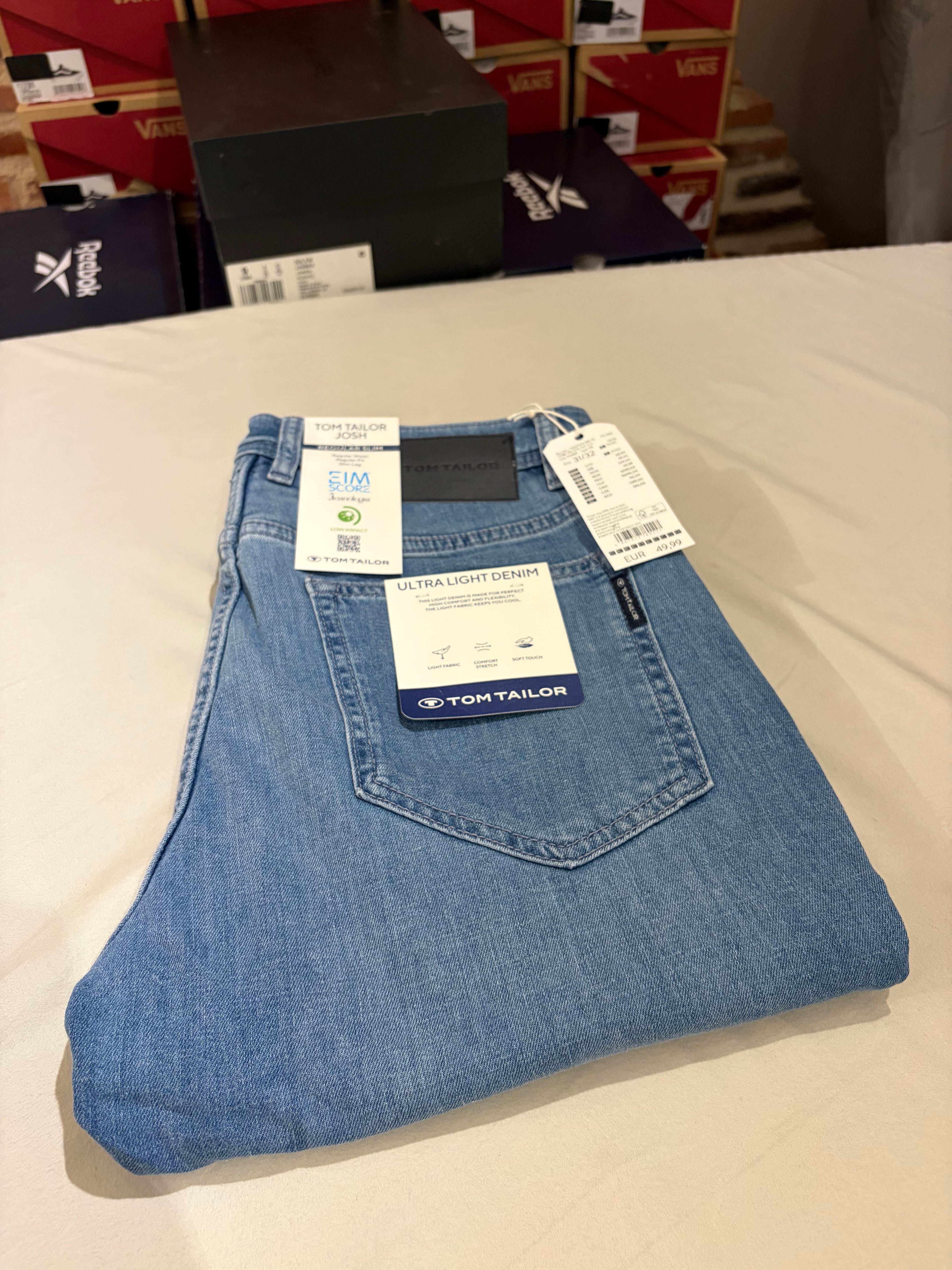 Jean Tom Tailor Josh Regular Slim Ultra Light Denim Homme Bleu Clair – Neuf avec étiquettes – Taille 31/32