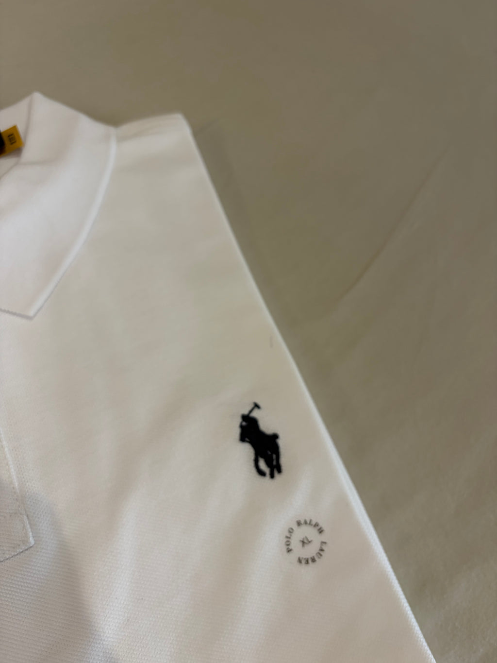 Polo Ralph Lauren Custom Slim Fit Homme Blanc Logo Bleu Marine – Taille XL – Neuf avec étiquette