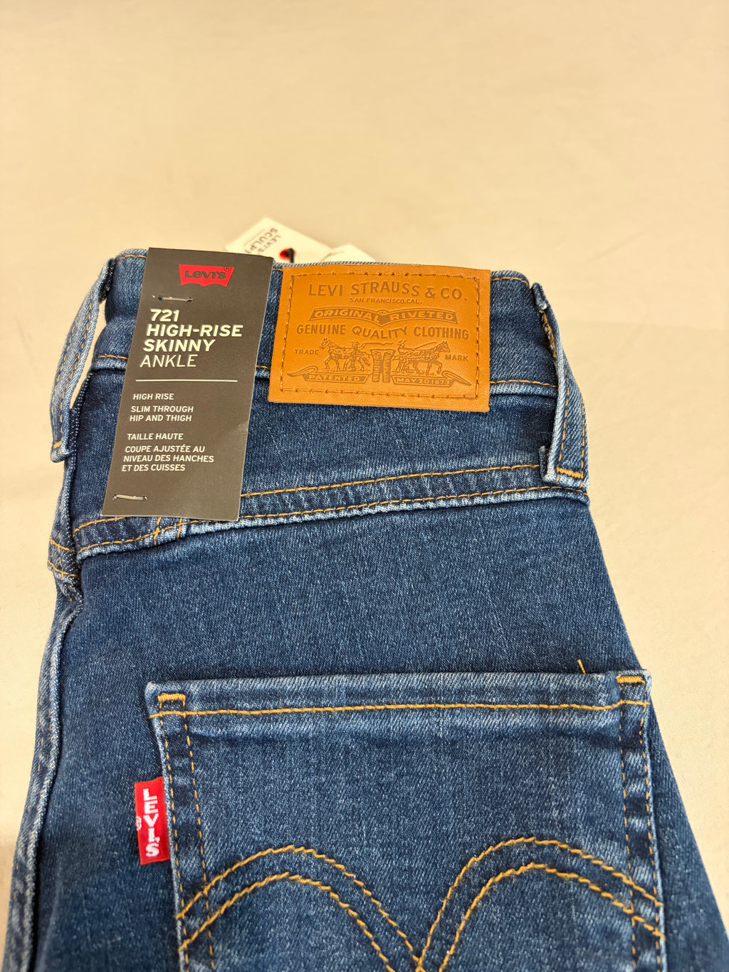 Levi's 721 High Rise Skinny Ankle Femme Neuf - Jean Bleu Denim Taille 23