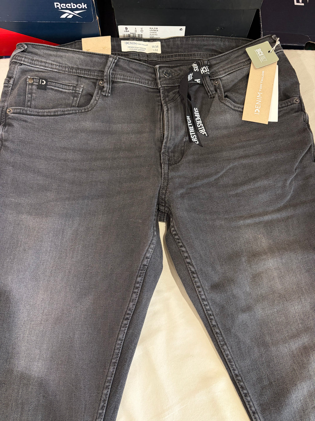 Jean Tom Tailor CULVER Skinny Stretch Homme Gris Délavé 34/34 Neuf avec Étiquettes