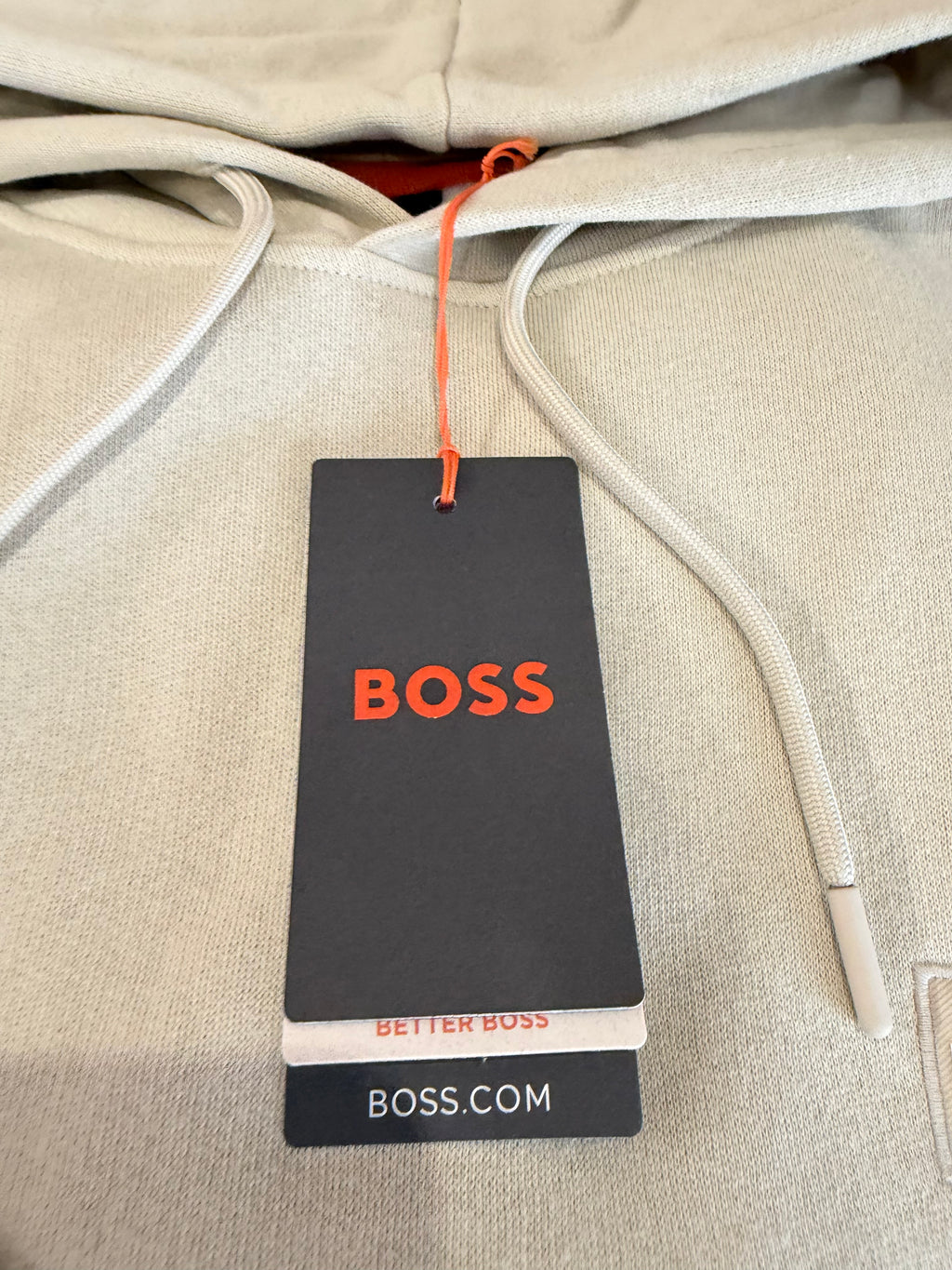 Sweat à capuche BOSS Wetalk Écru Homme M - Logo ton sur ton - Neuf