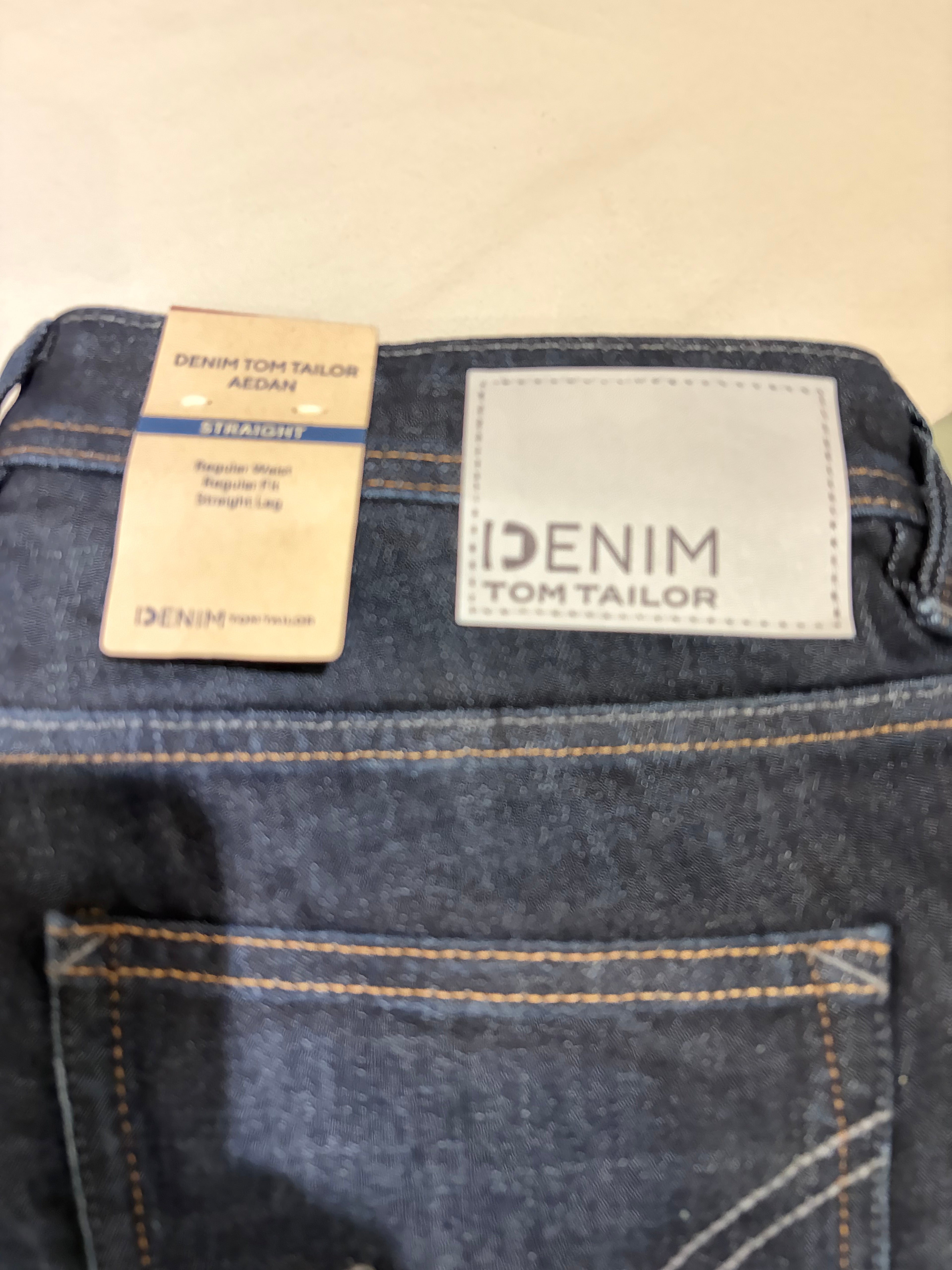 Jean Tom Tailor Denim Aedan Straight Homme Bleu Brut Foncé – Neuf avec étiquettes – Taille 31/32