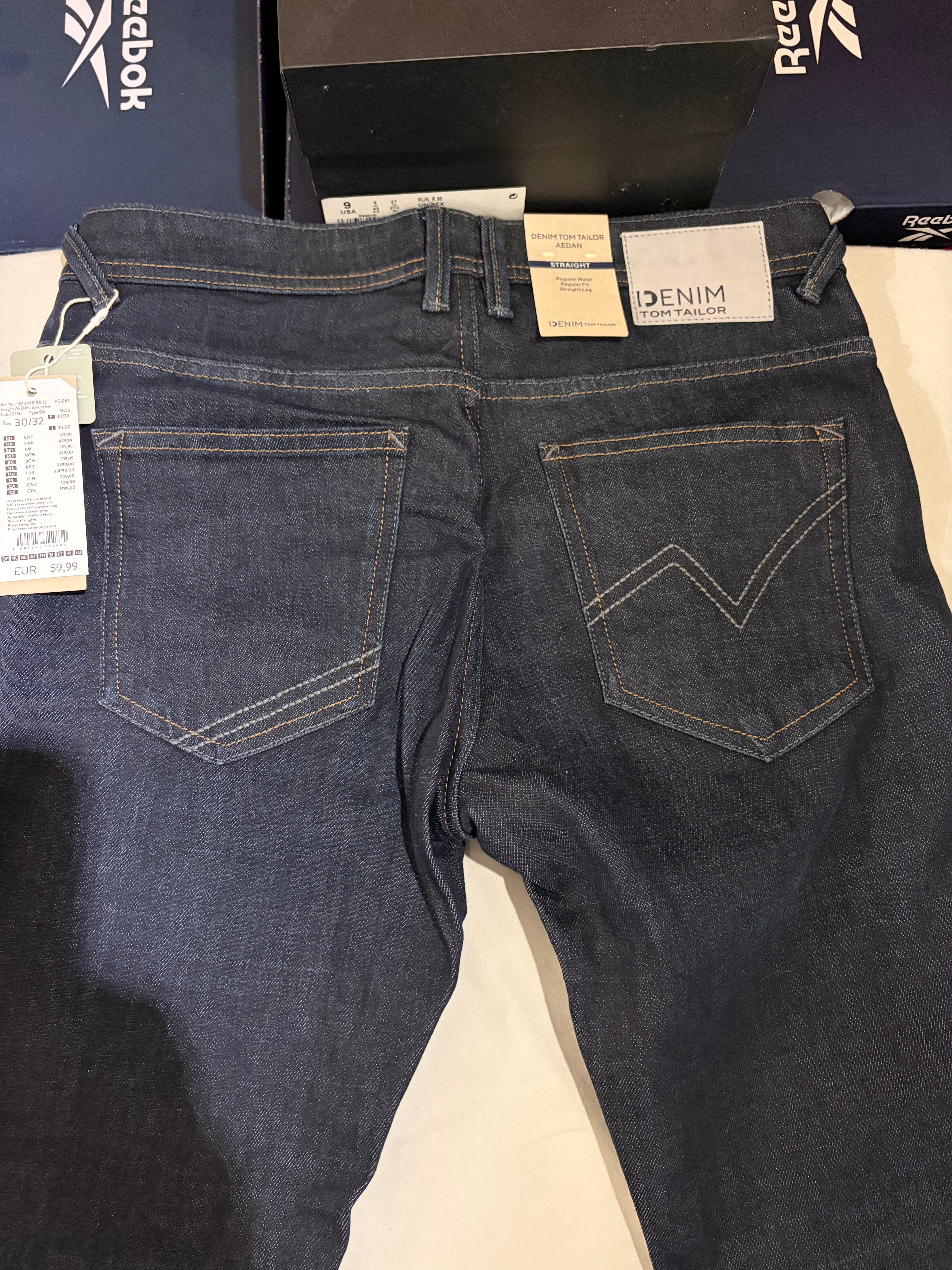 Jean Tom Tailor Denim Aedan Straight Homme Bleu Brut – Neuf avec étiquettes – Taille 30/32