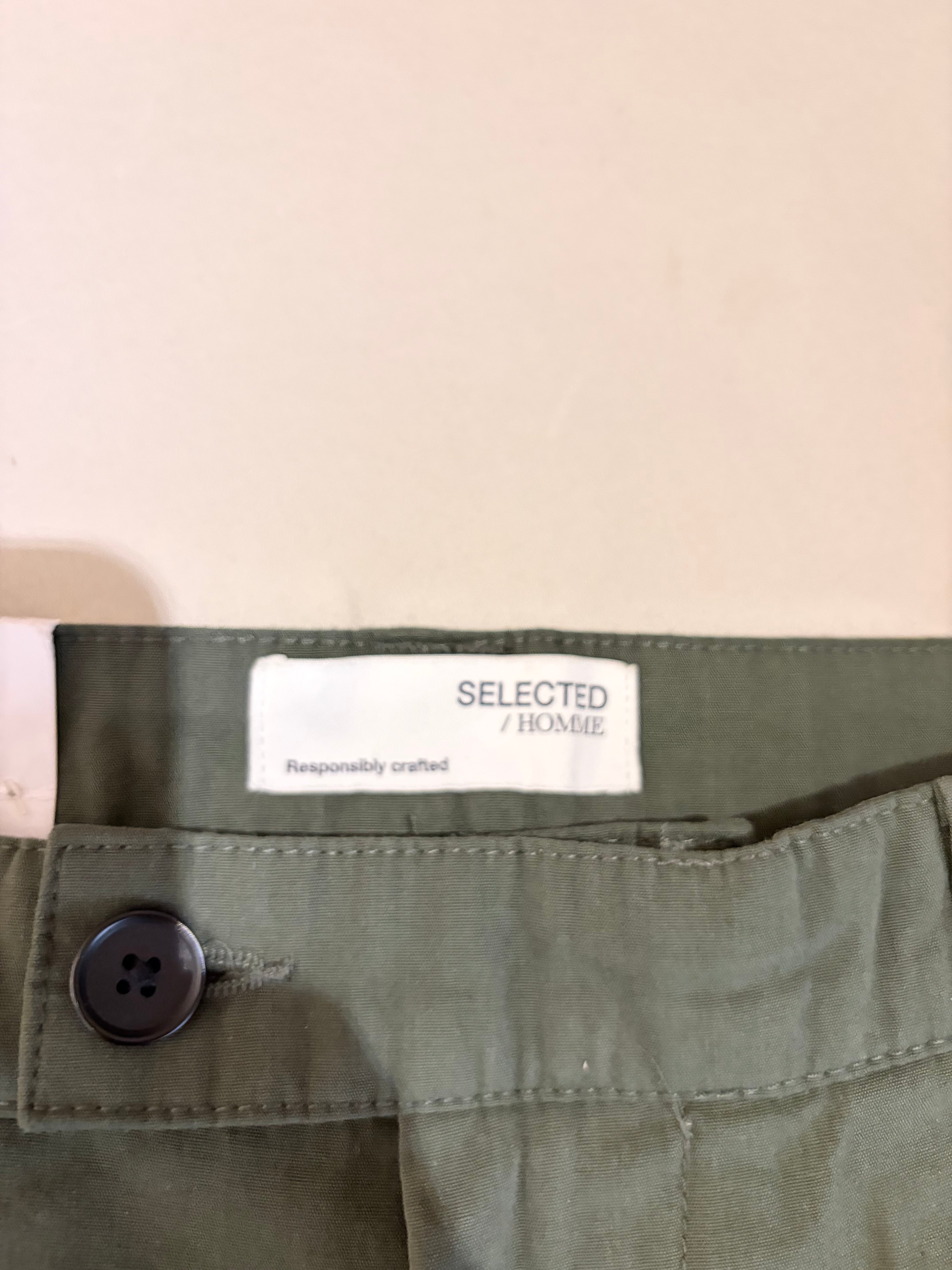 Pantalon Chino Selected Homme Slim Tapered Kaki Rosin – Neuf avec étiquette – Taille 31/32