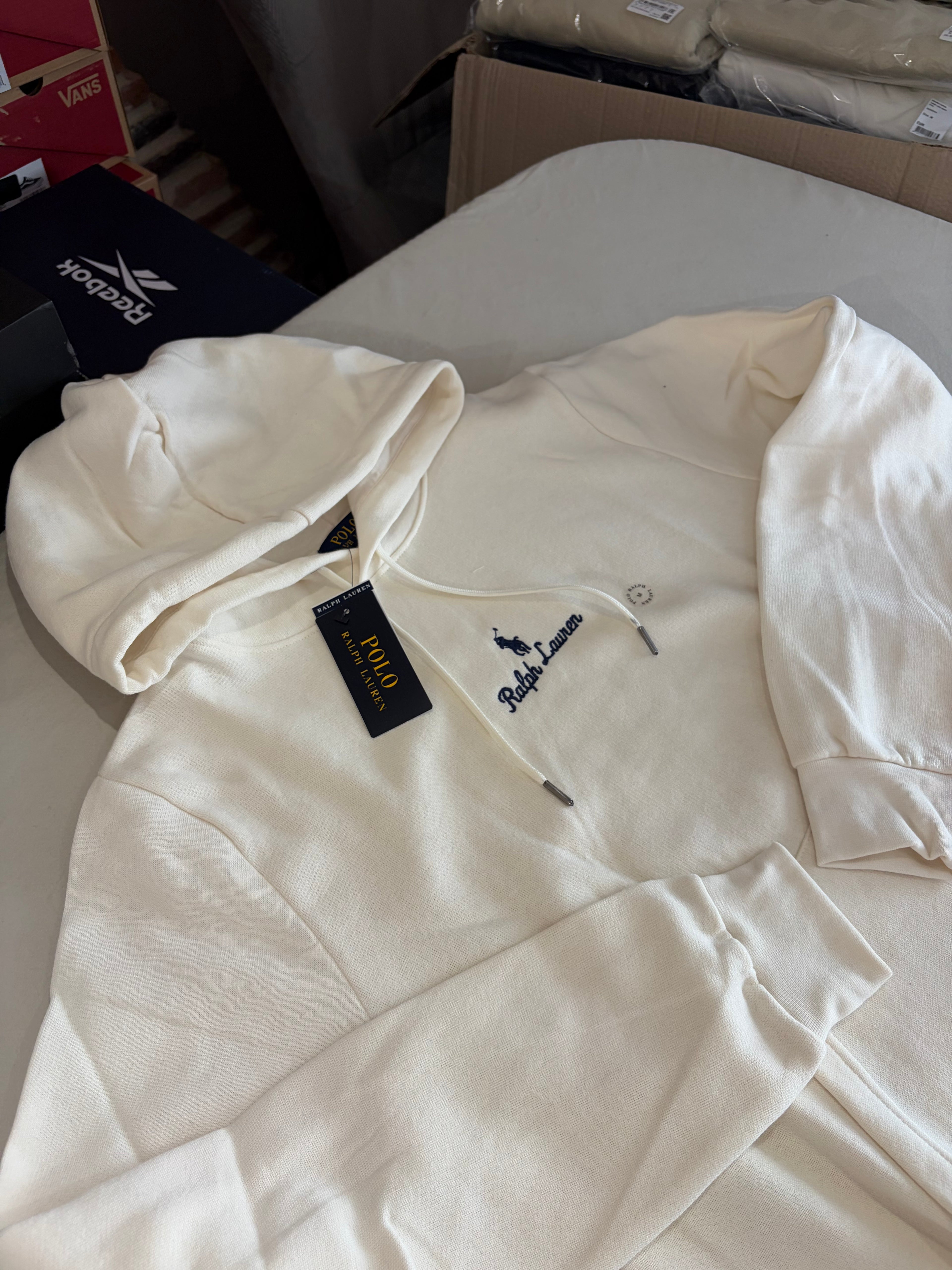 Sweat à capuche Polo Ralph Lauren Homme Blanc Cassé Taille M - Logo Brodé - Neuf