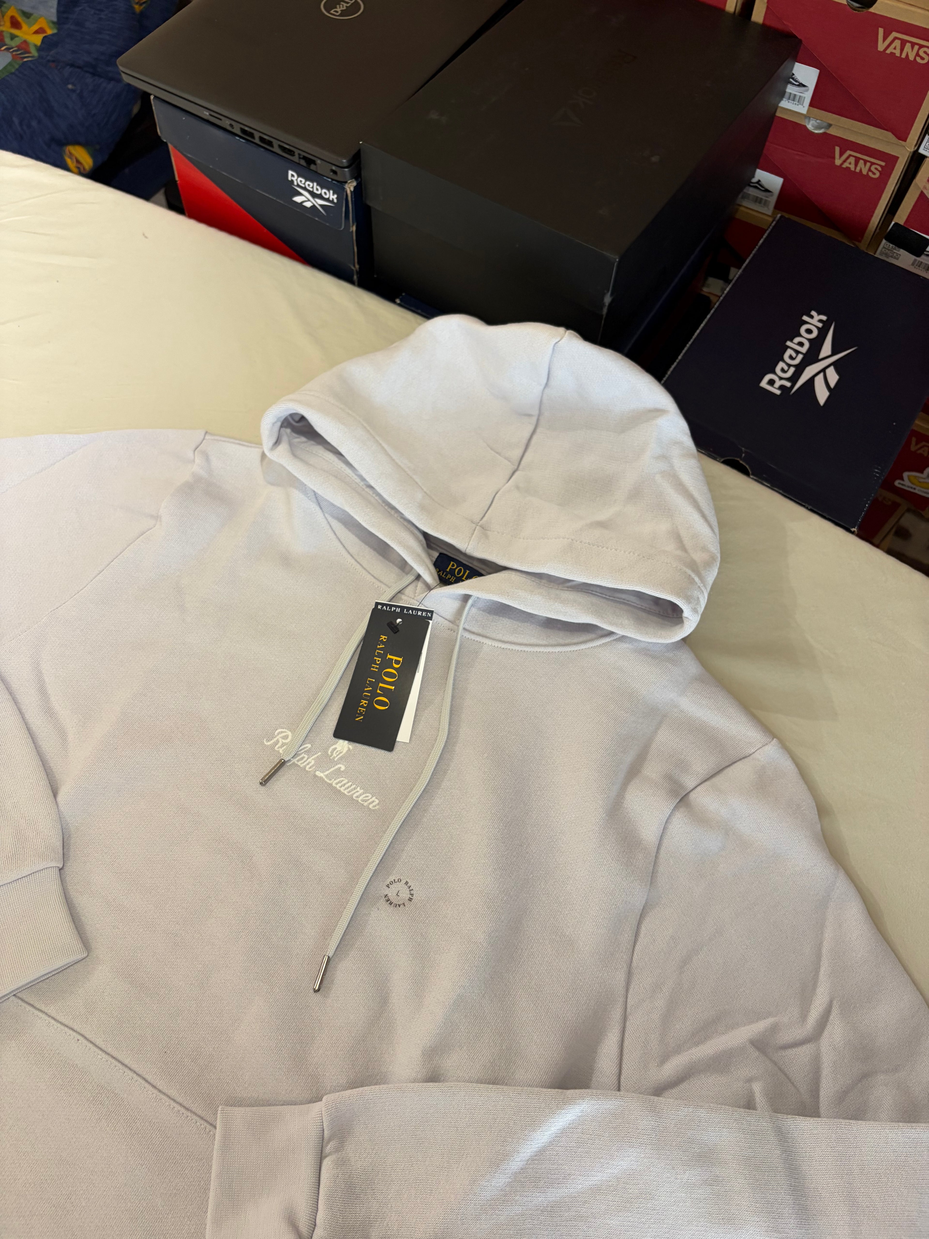 Sweat à capuche Polo Ralph Lauren Gris Perle Homme L - Logo brodé - Neuf