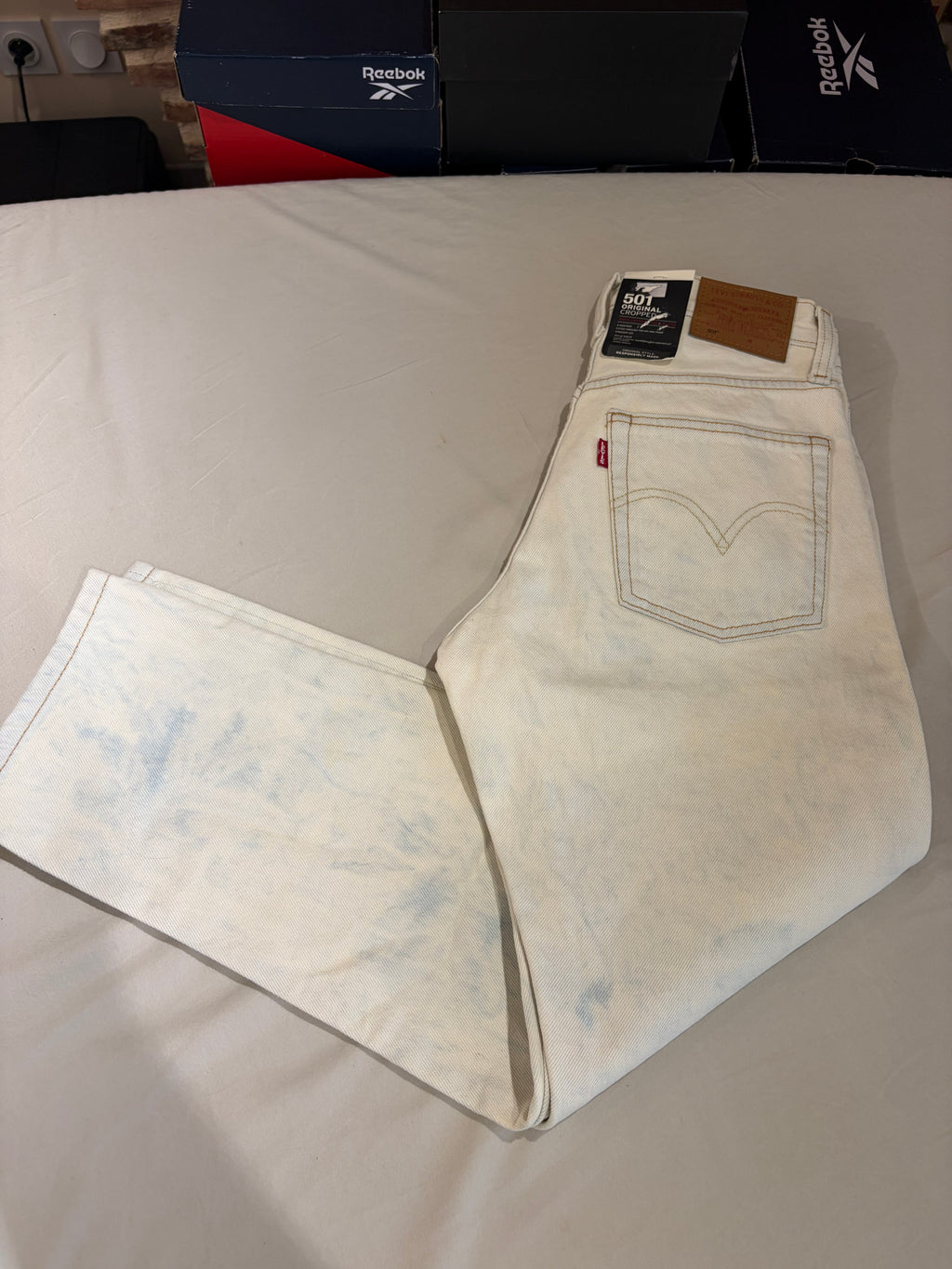 Jean Levi's 501 Original Cropped Femme Blanc Écru 25x26