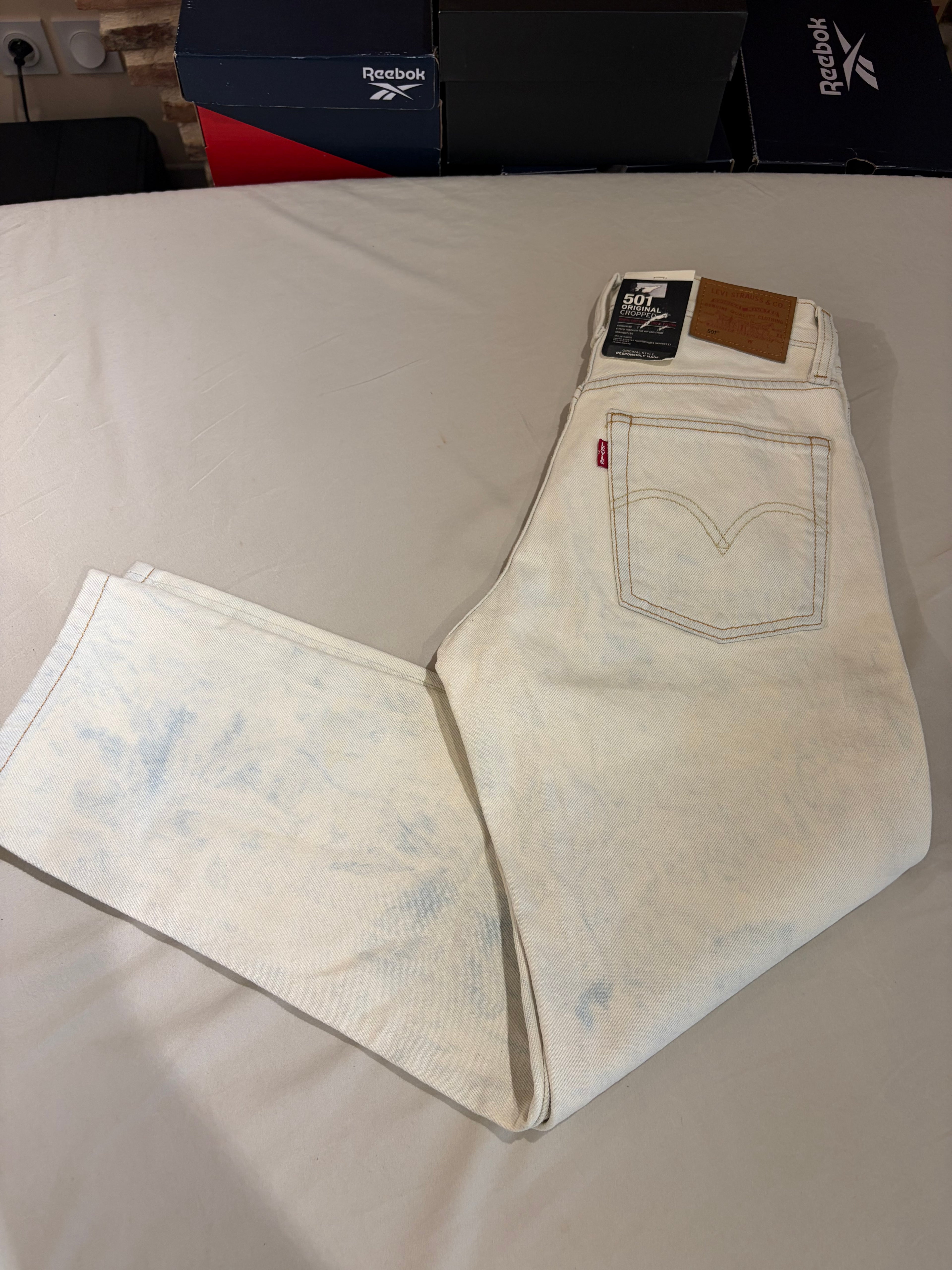 Jean Levi's 501 Original Cropped Femme Blanc Écru 25x26