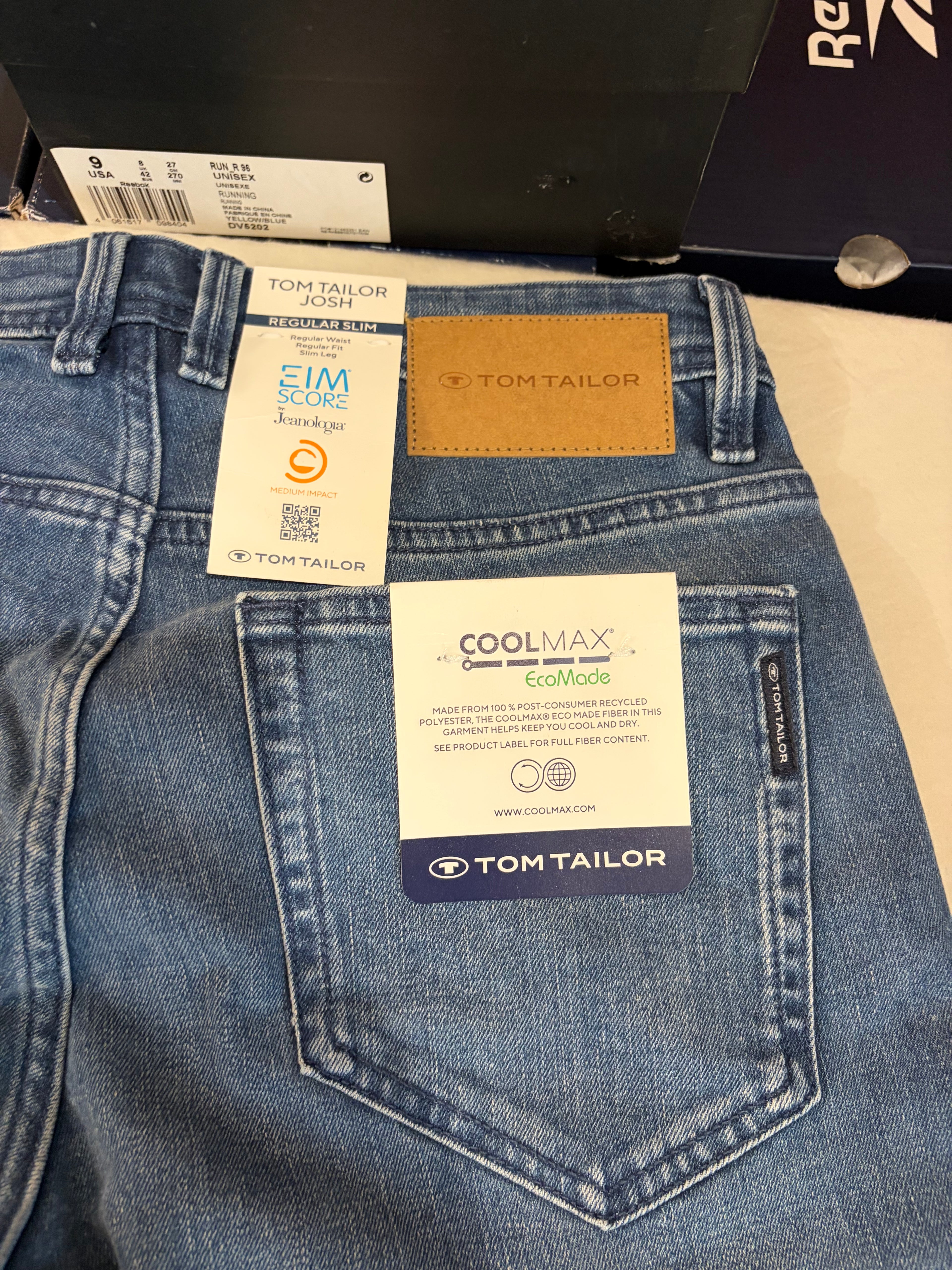 Jean Tom Tailor Josh Regular Slim Coolmax EcoMade Homme Bleu – Neuf avec étiquettes – Taille 30/34
