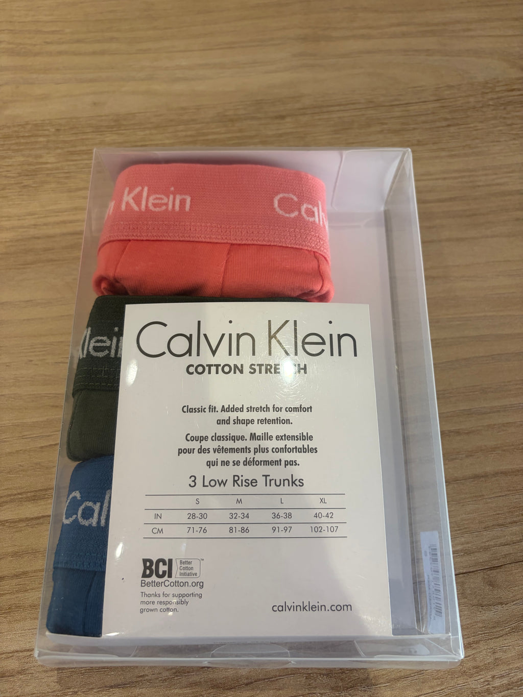 Calvin Klein Cotton Stretch 3 Pack Boxer Homme Rose Noir Bleu Taille S Neuf