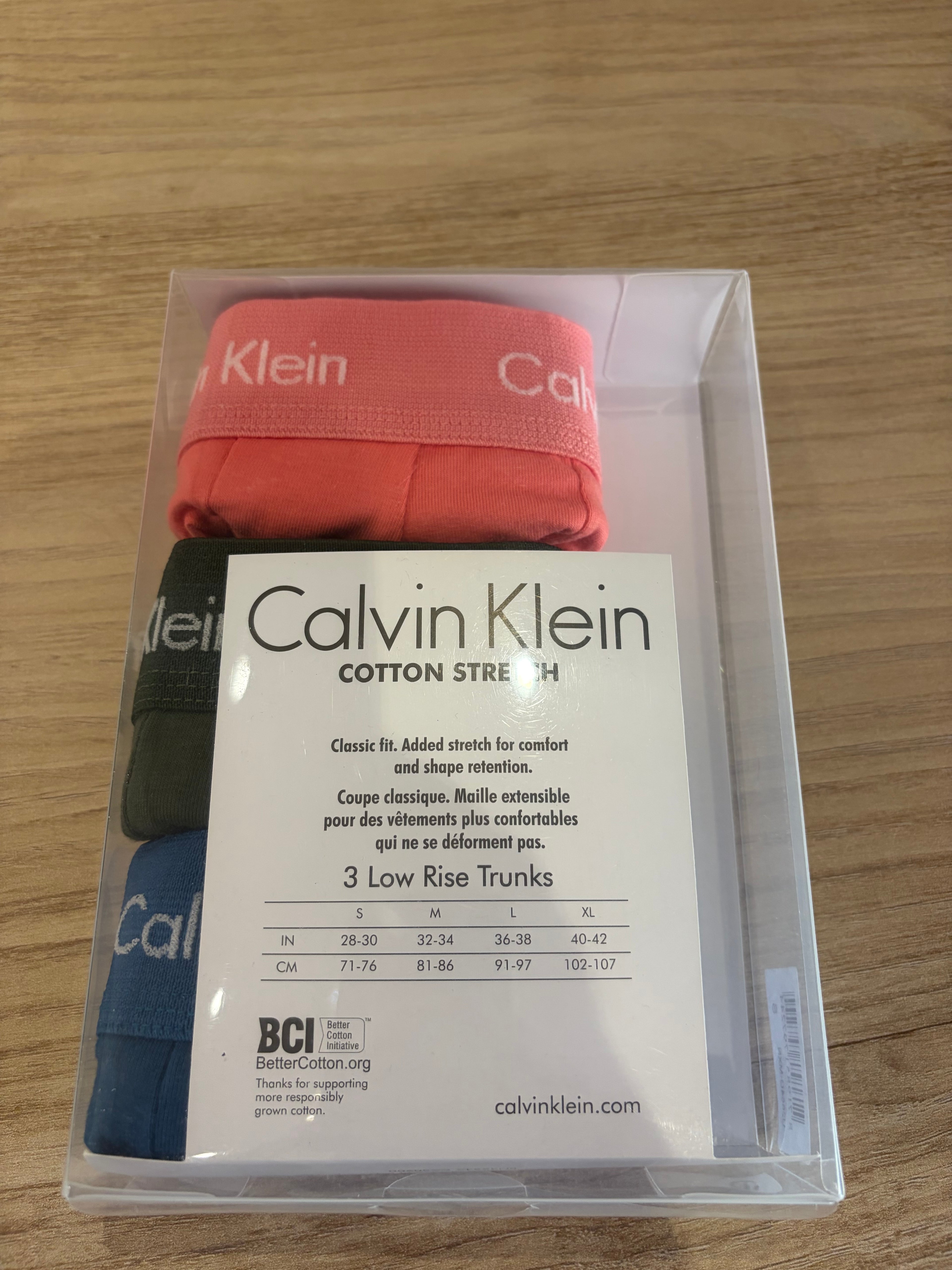 Calvin Klein Cotton Stretch 3 Pack Boxer Homme Rose Noir Bleu Taille S Neuf