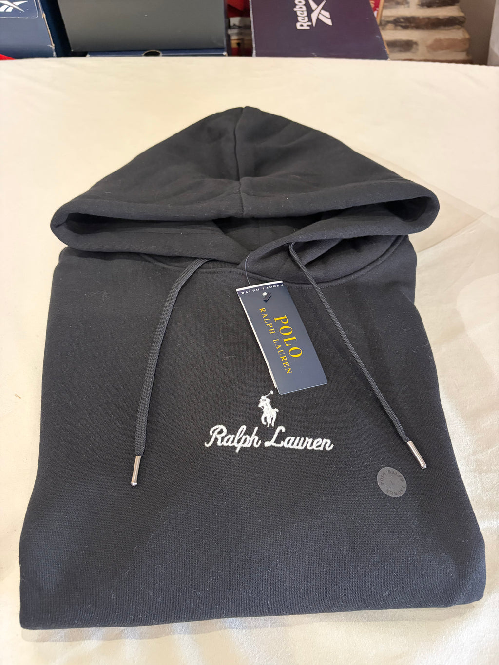 Polo Ralph Lauren Sweat à Capuche Homme Noir Logo Brodé Signature Taille L