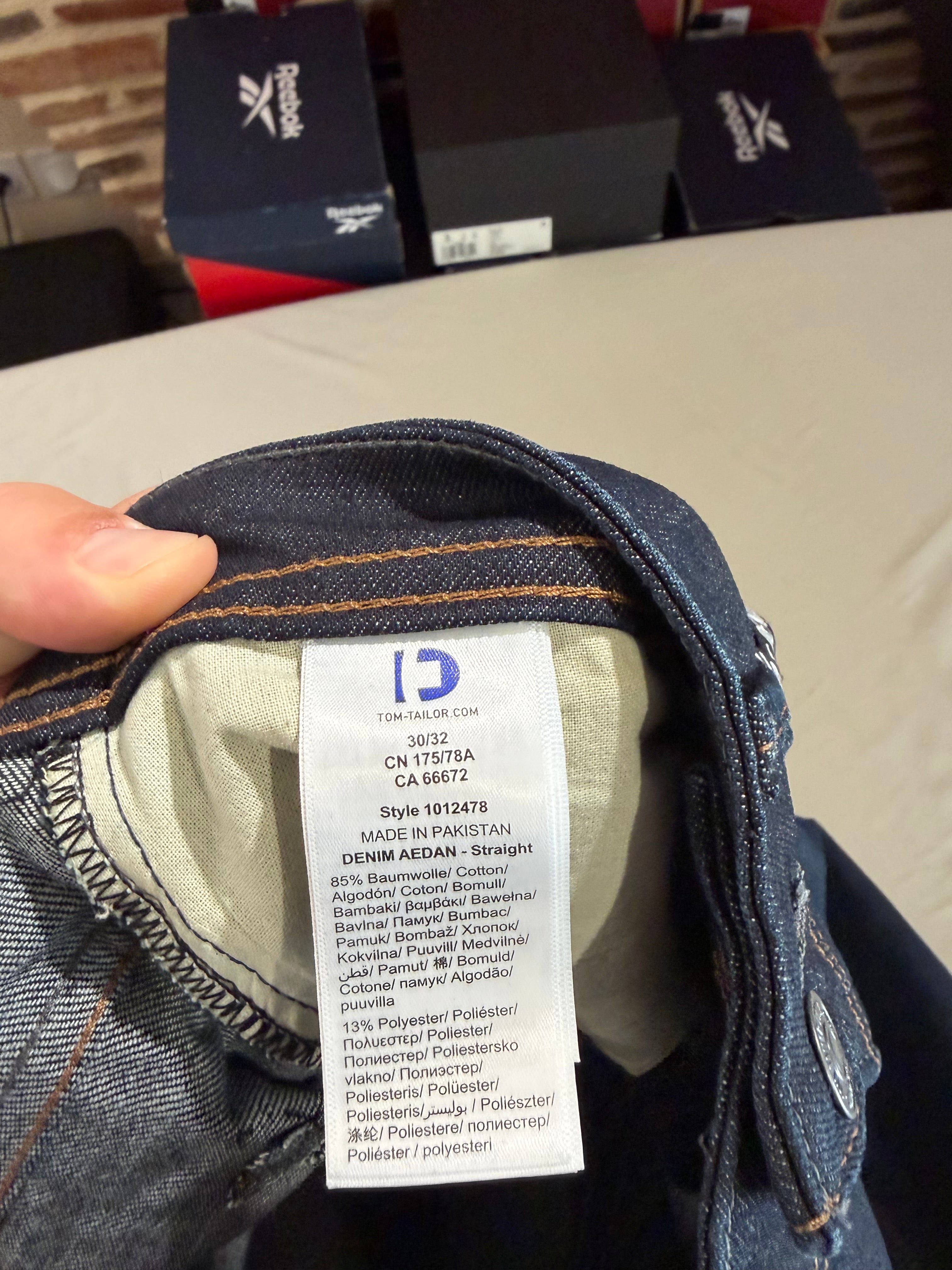Jean Tom Tailor AEDAN Straight Homme Bleu Denim Brut 30/32 Neuf avec Étiquettes
